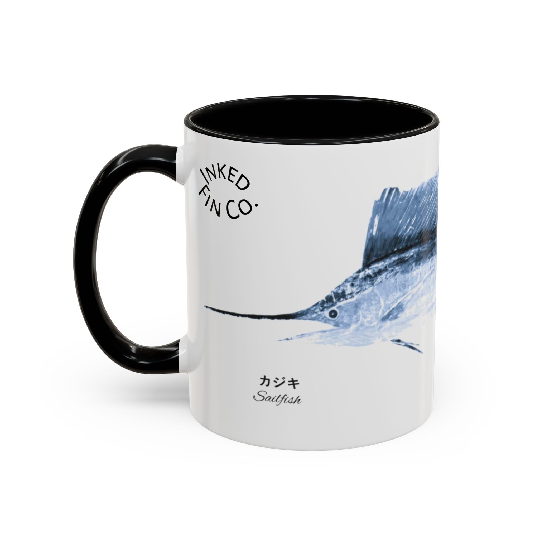 Sailfish Gyotaku-Inspired Coffee Mug — Vintage Fishing Art Ceramic Mug