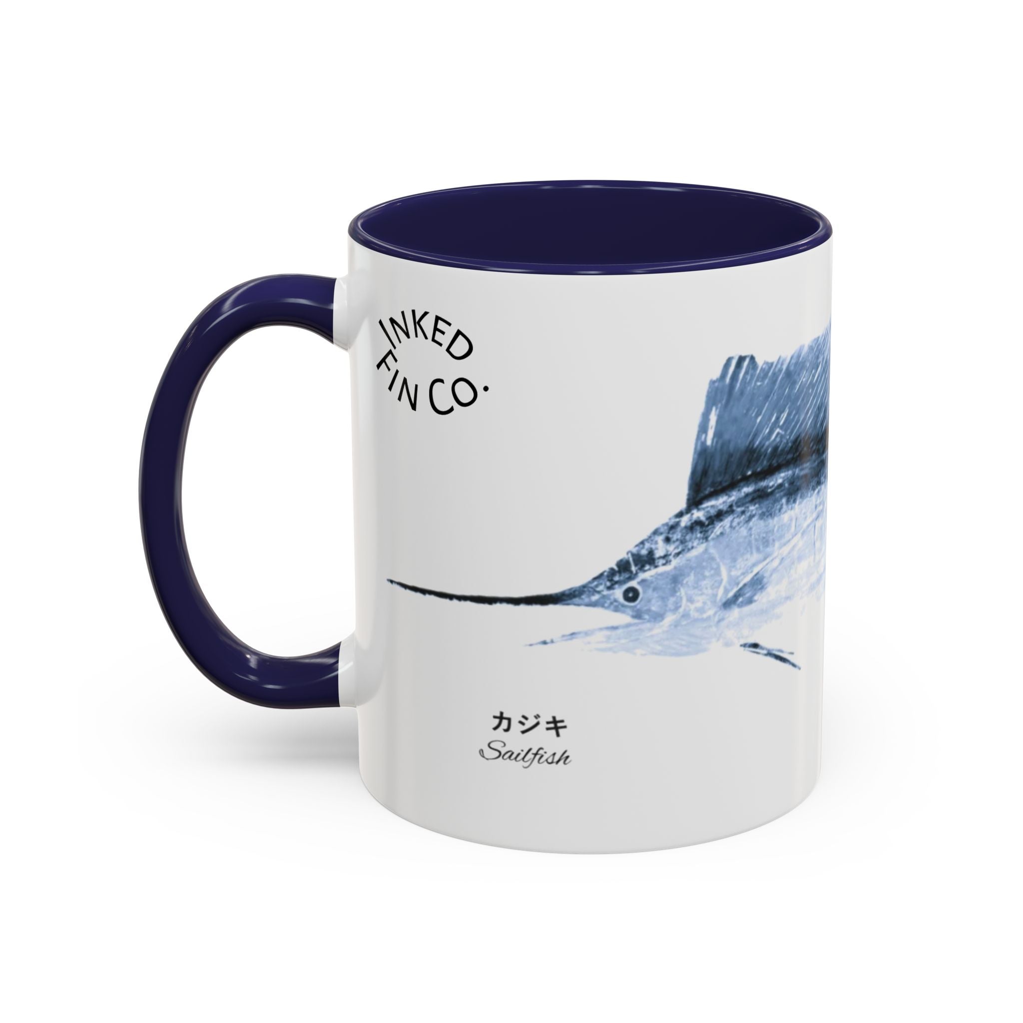 Sailfish Gyotaku-Inspired Coffee Mug — Vintage Fishing Art Ceramic Mug