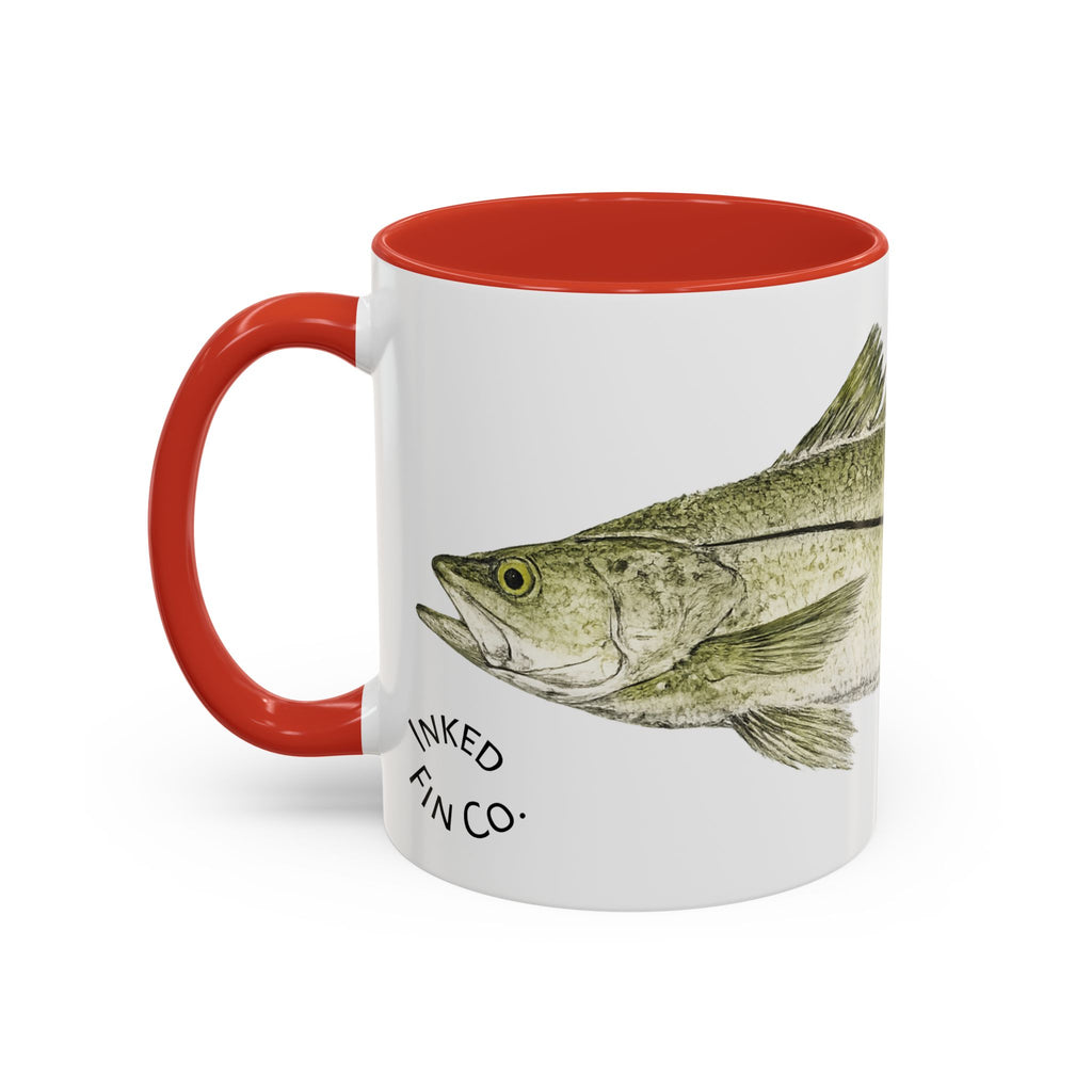 Snook Gyotaku-Inspired Coffee Mug — Vintage Fishing Art Ceramic Mug