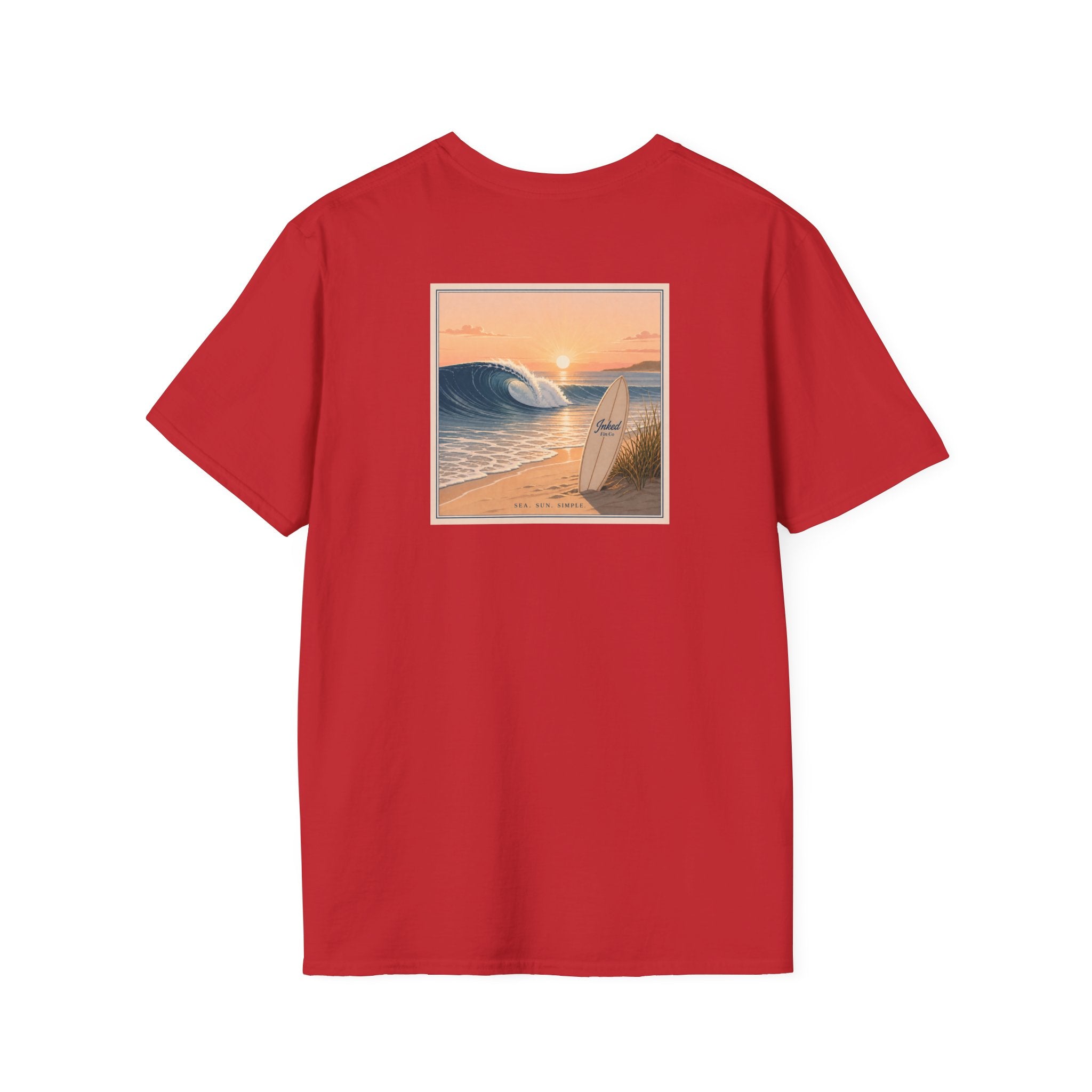 Sunset Surfboard Graphic T-Shirt — Coastal Beach Vibes Tee