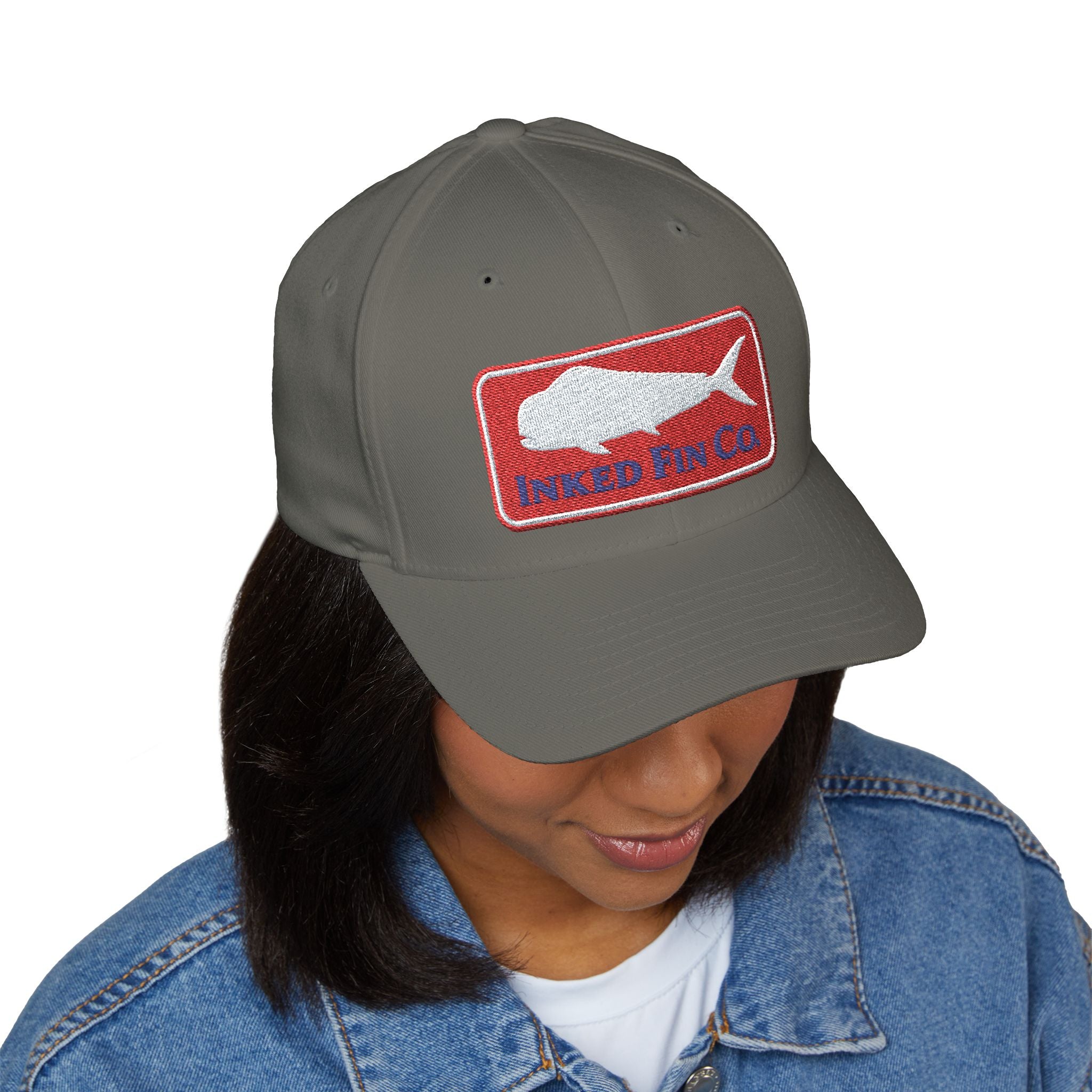 Embroidered Fitted Mahi Fishing Hat – Inked Fin Co. Logo Cap