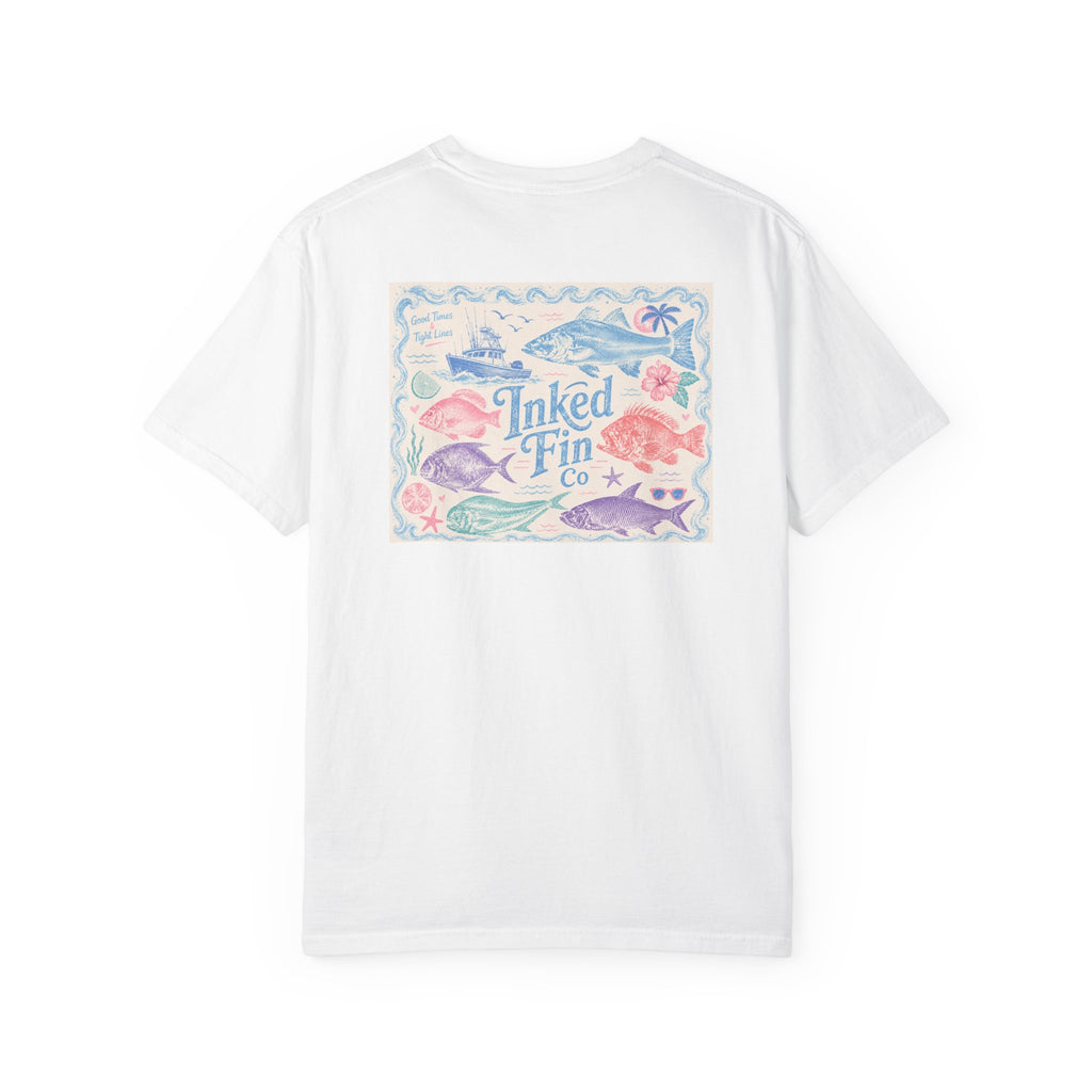 Pastel Tides & Tight Lines Graphic "Inked Fin Co." | Beach Vacation Tee