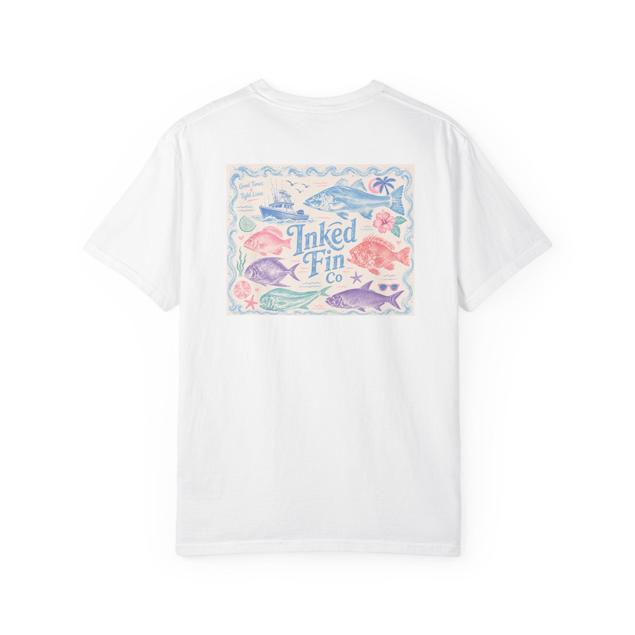 Pastel Tides & Tight Lines Graphic "Inked Fin Co." | Beach Vacation Tee