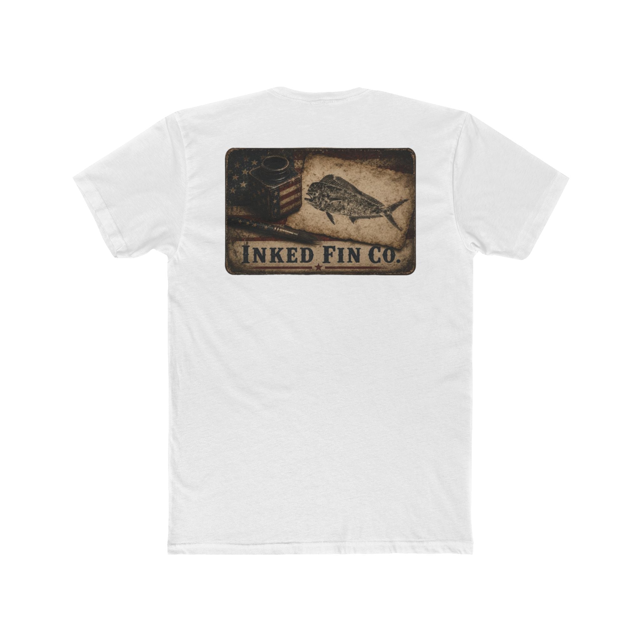 Patriot Ink: Mahi Gyotaku Heritage — Inked Fin Co. Graphic Crew Tee