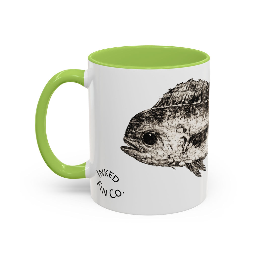 Mahi Gyotaku-Inspired Coffee Mug — Vintage Fishing Art Ceramic Mug