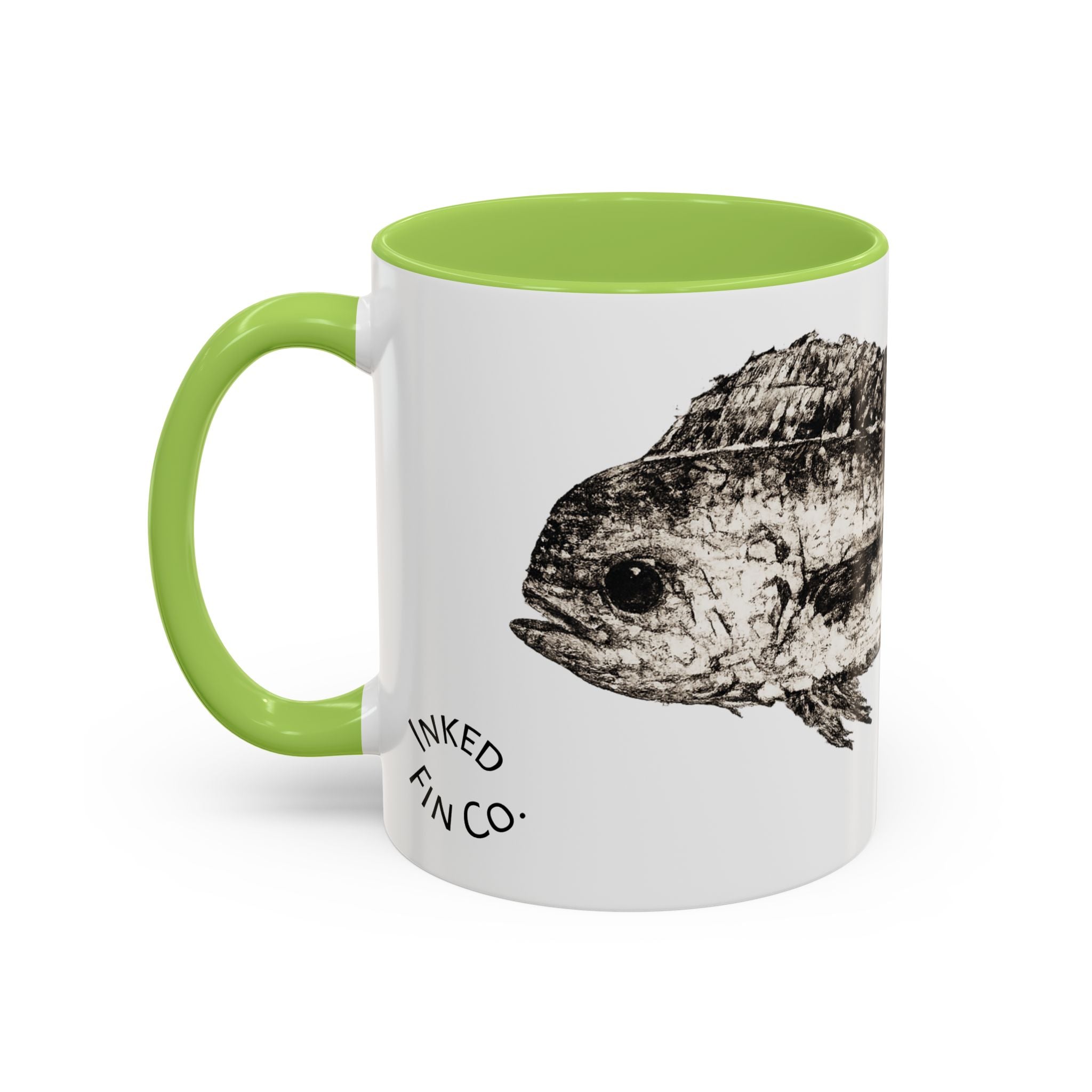 Mahi Gyotaku-Inspired Coffee Mug — Vintage Fishing Art Ceramic Mug