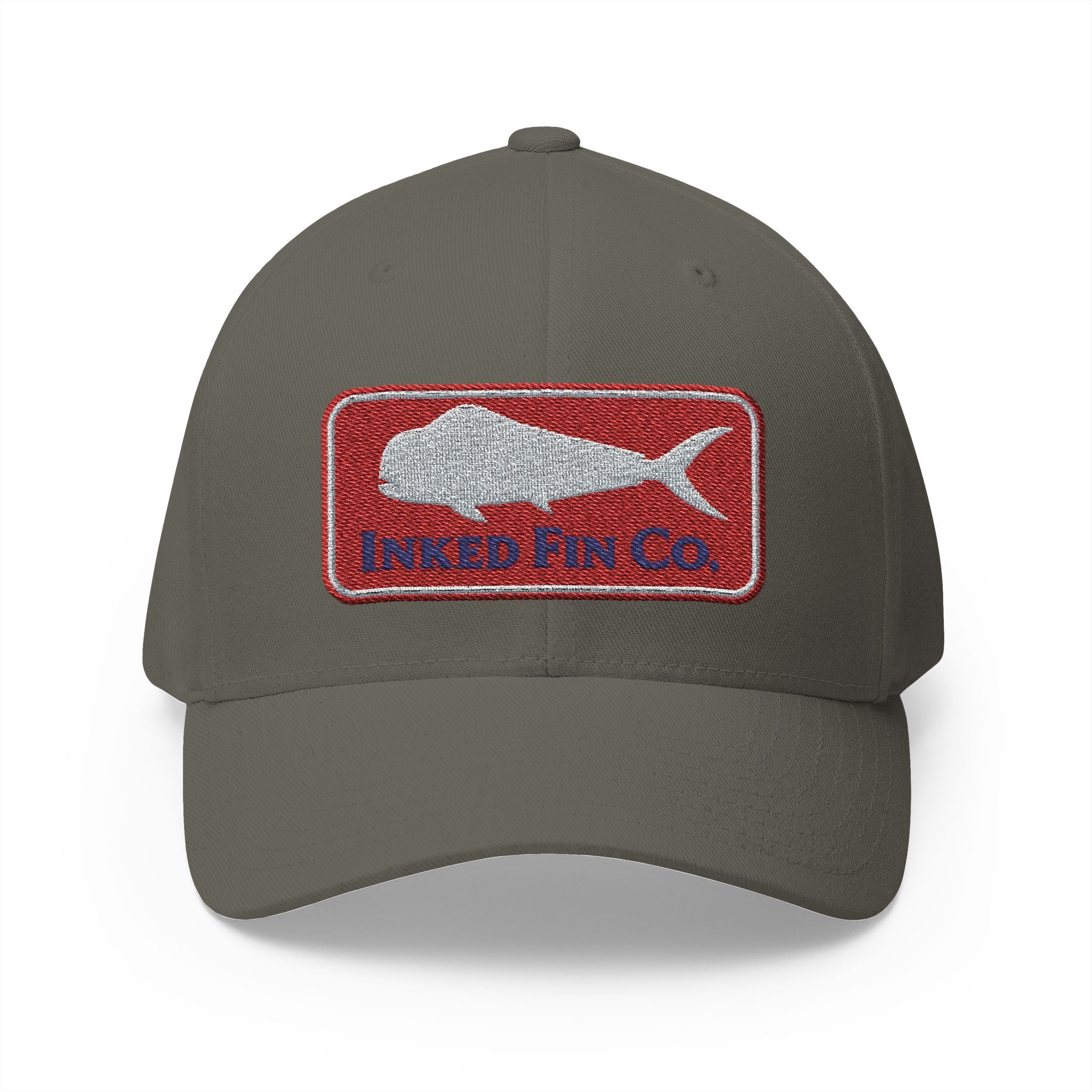 Embroidered Fitted Mahi Fishing Hat – Inked Fin Co. Logo Cap