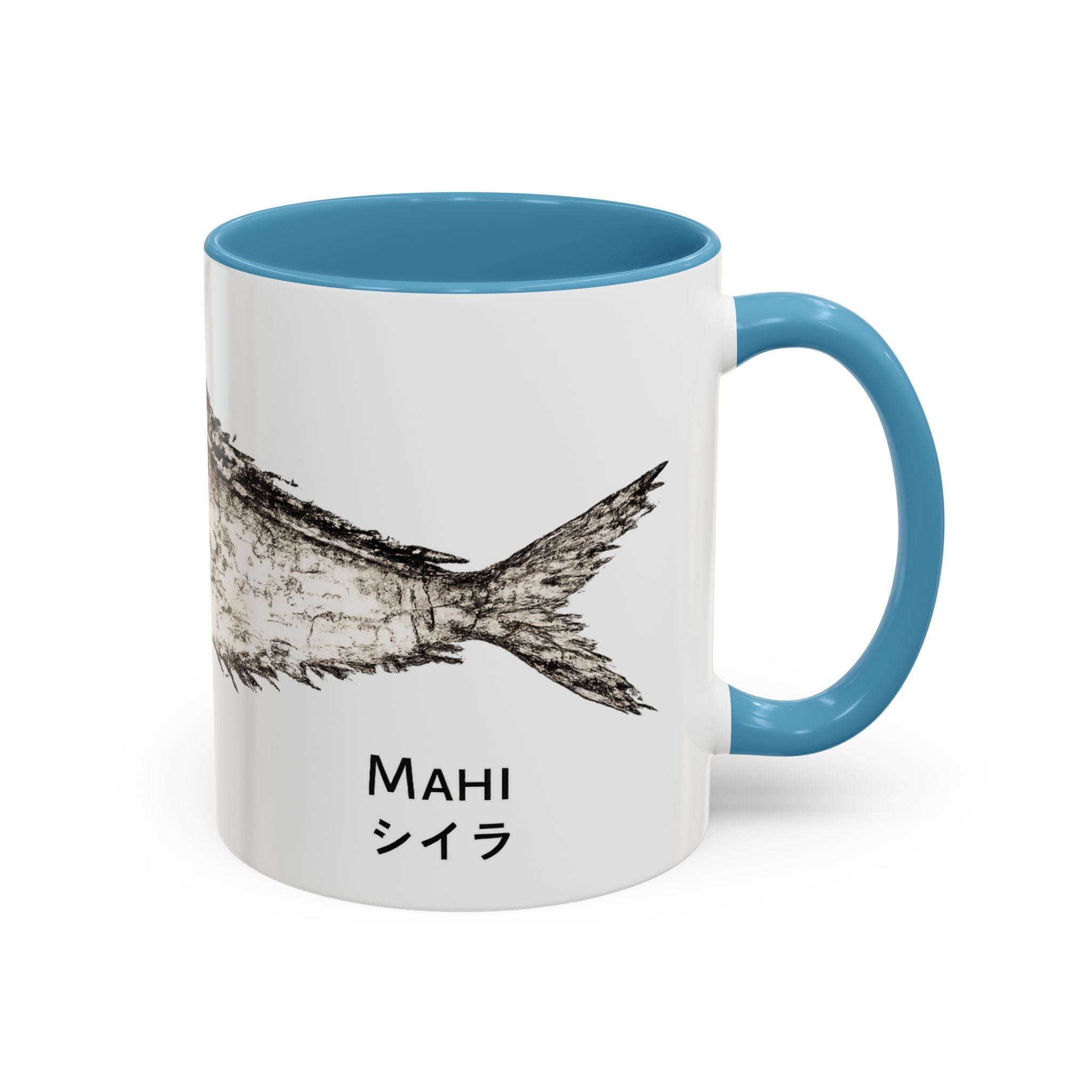 Mahi Gyotaku-Inspired Coffee Mug — Vintage Fishing Art Ceramic Mug