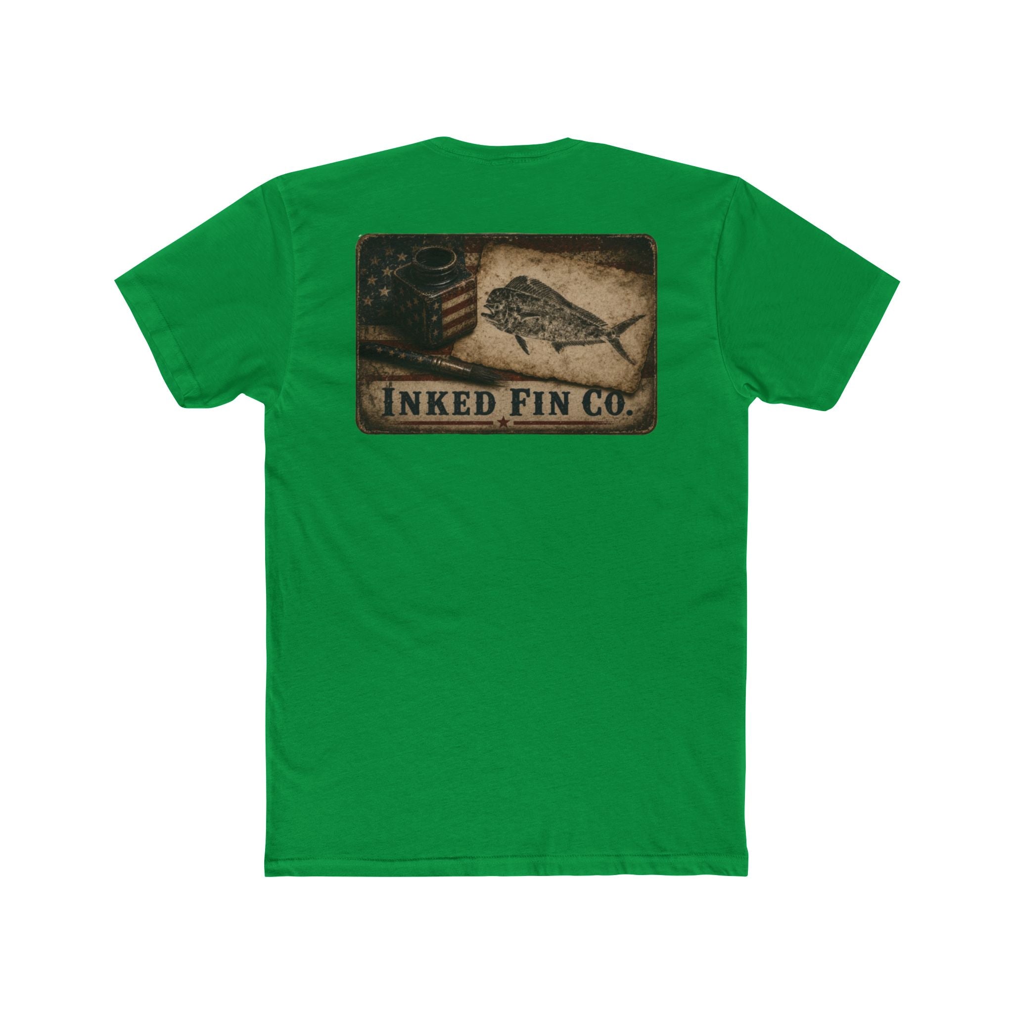 Patriot Ink: Mahi Gyotaku Heritage — Inked Fin Co. Graphic Crew Tee