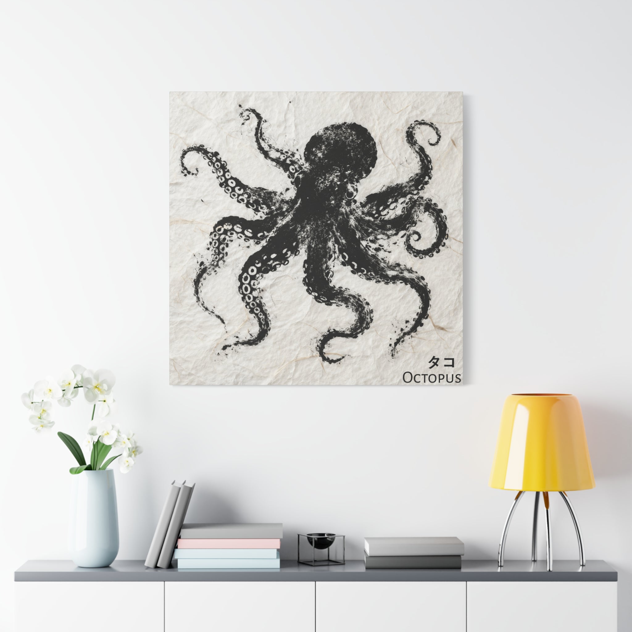 Octopus Gyotaku Canvas Wall Art – Traditional Japanese Fish Print