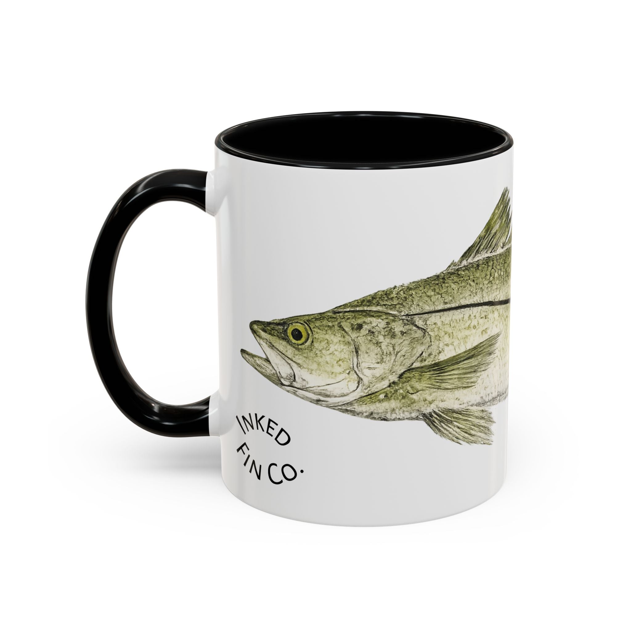 Snook Gyotaku-Inspired Coffee Mug — Vintage Fishing Art Ceramic Mug