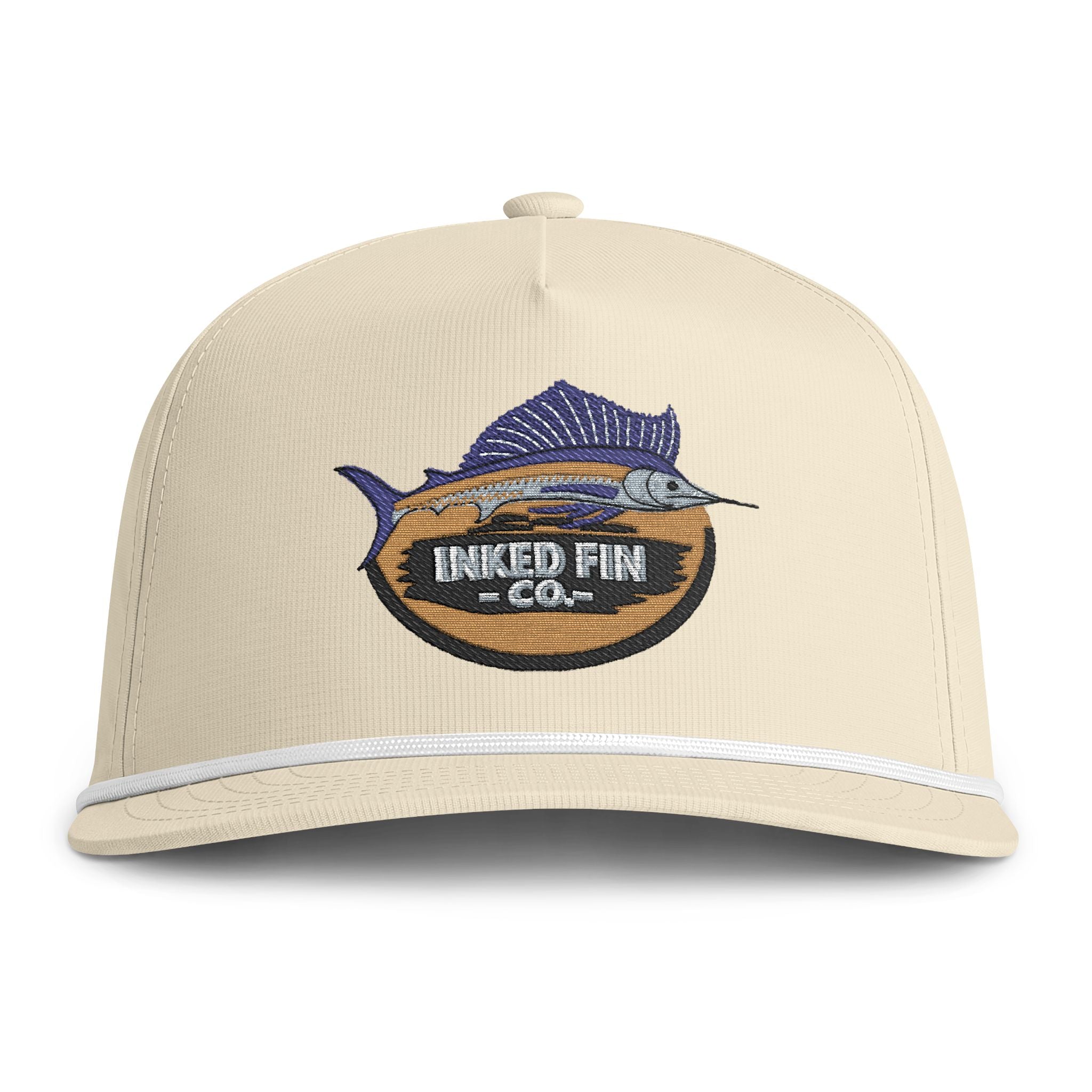 Sunwashed Rope Cap - Inked Fin Co. Marlin Embroidered Fishing Hat