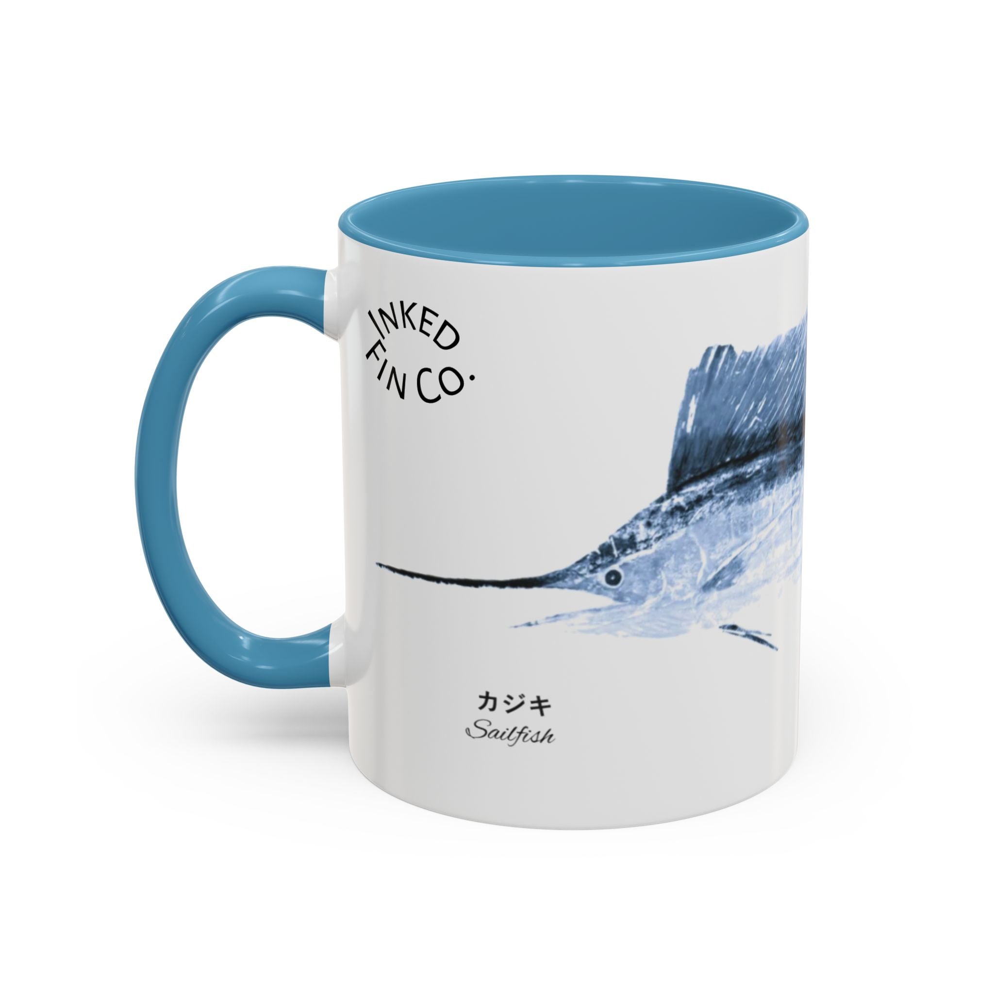 Sailfish Gyotaku-Inspired Coffee Mug — Vintage Fishing Art Ceramic Mug