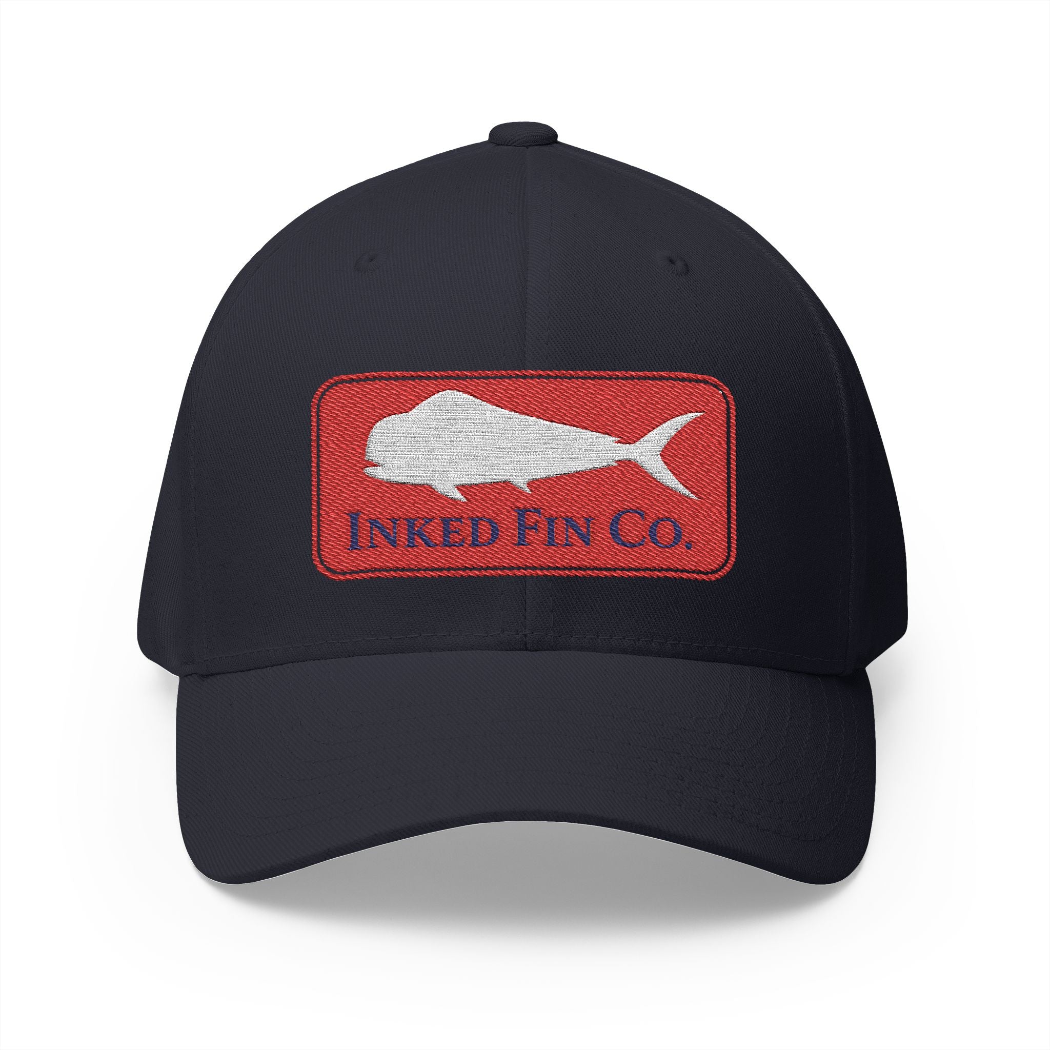 Embroidered Fitted Mahi Fishing Hat – Inked Fin Co. Logo Cap