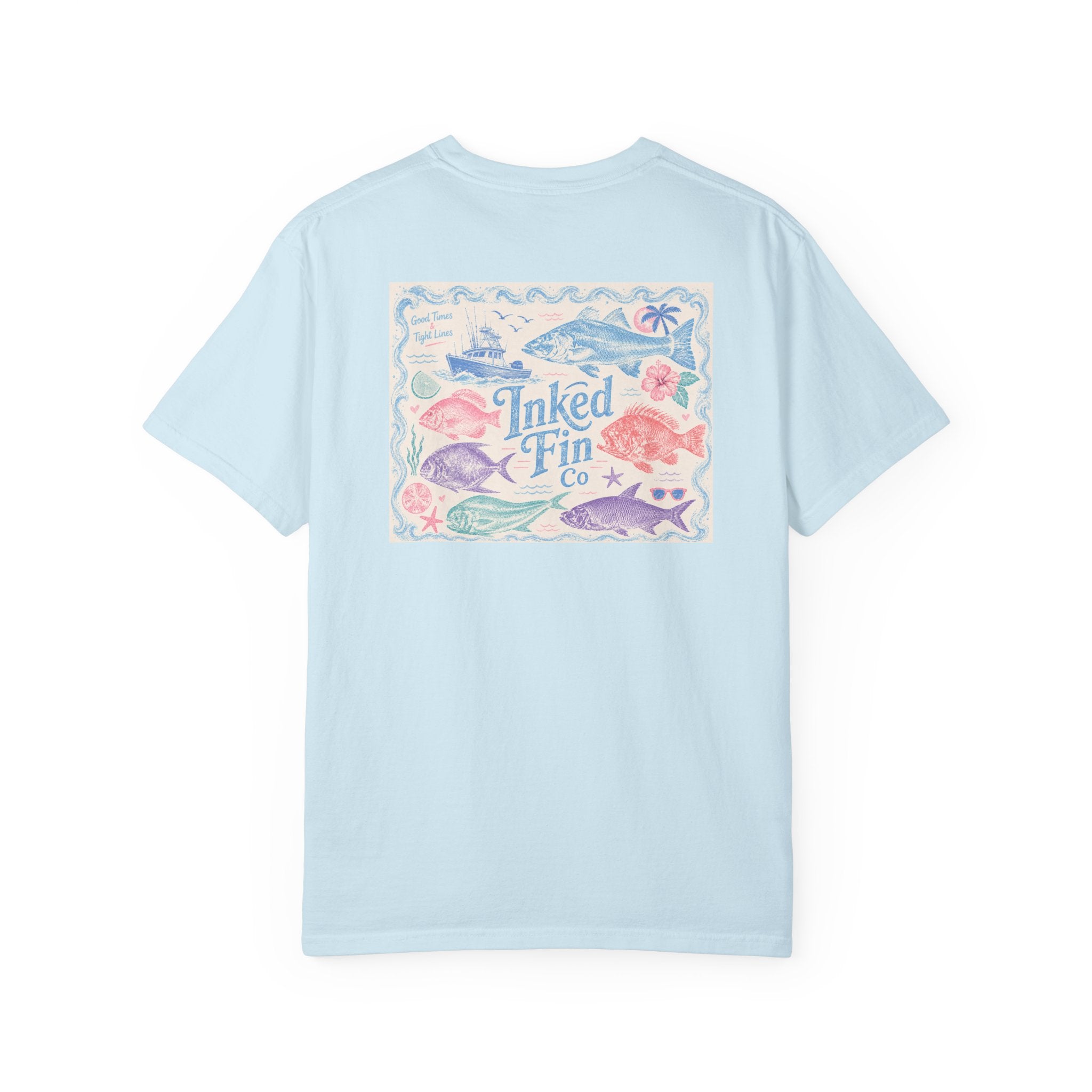Pastel Tides & Tight Lines Graphic "Inked Fin Co." | Beach Vacation Tee