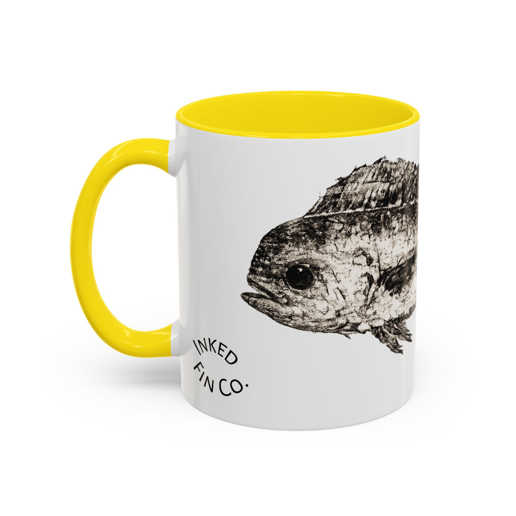 Mahi Gyotaku-Inspired Coffee Mug — Vintage Fishing Art Ceramic Mug