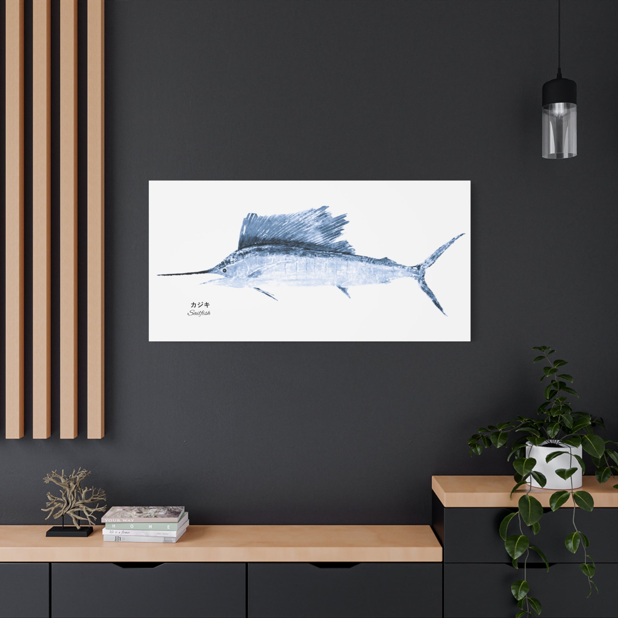 Sailfish Gyotaku Inspired Canvas Wall Art