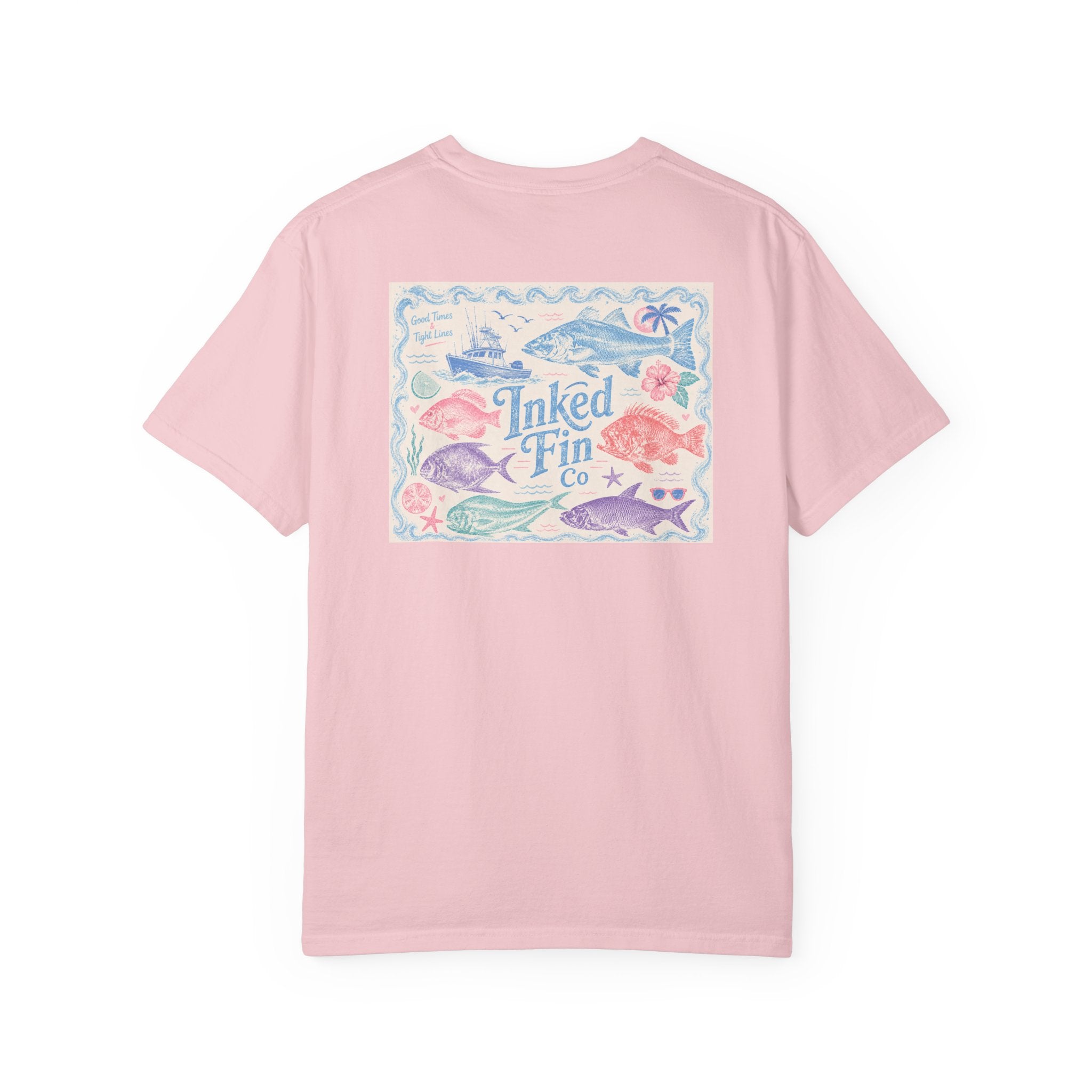 Pastel Tides & Tight Lines Graphic "Inked Fin Co." | Beach Vacation Tee