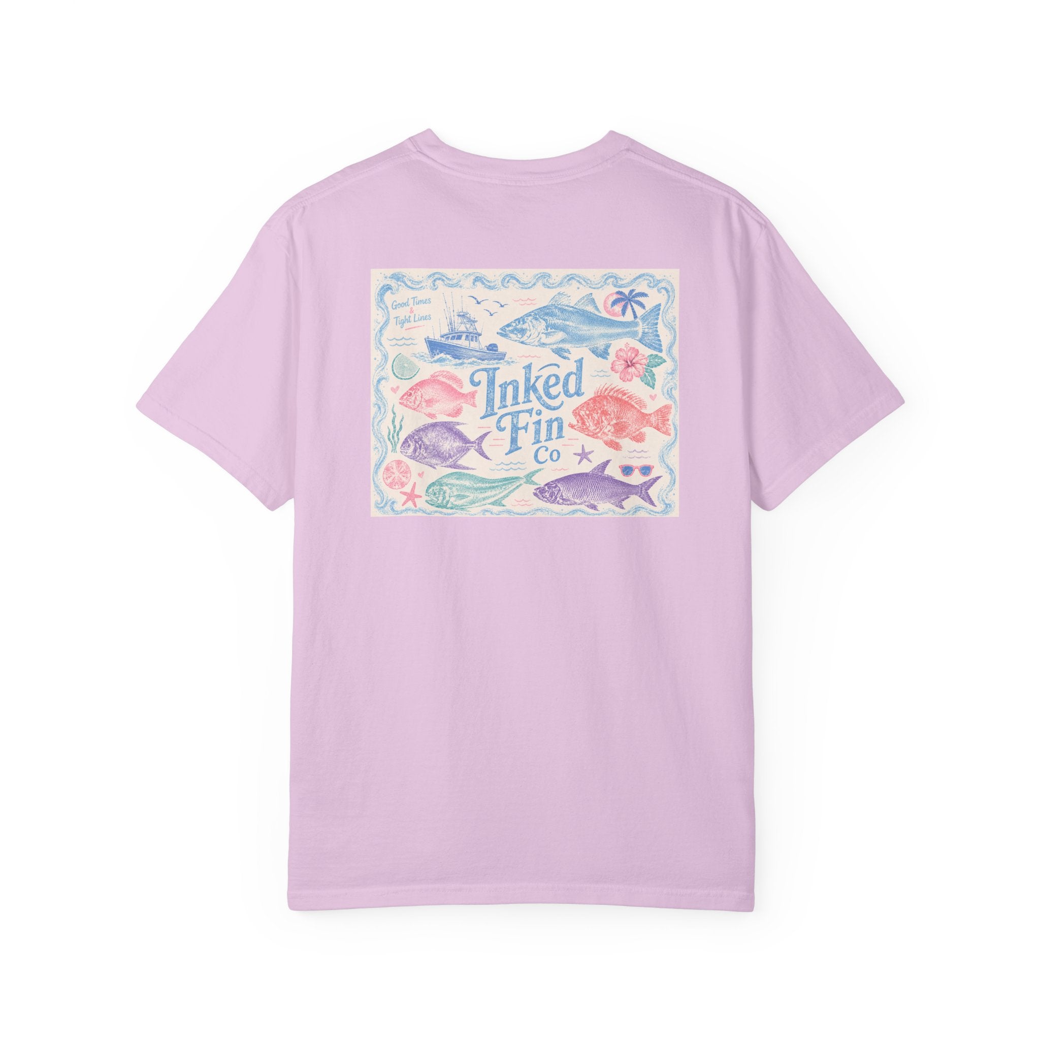 Pastel Tides & Tight Lines Graphic "Inked Fin Co." | Beach Vacation Tee