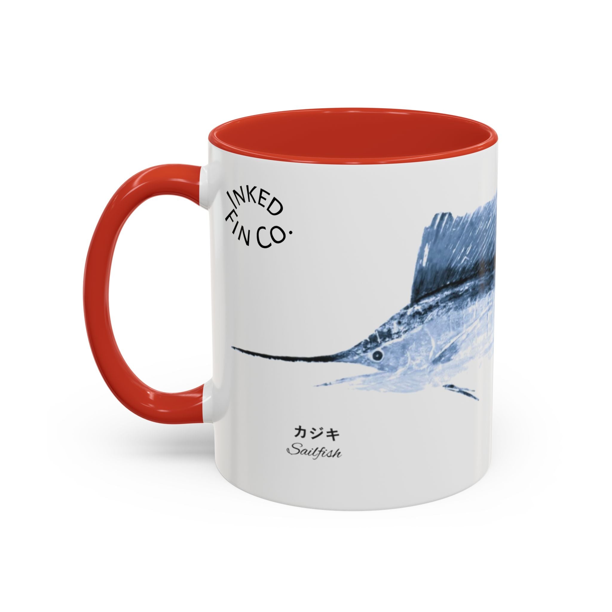 Sailfish Gyotaku-Inspired Coffee Mug — Vintage Fishing Art Ceramic Mug