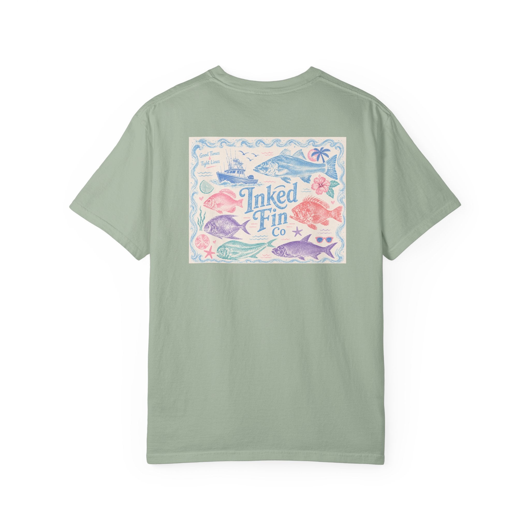 Pastel Tides & Tight Lines Graphic "Inked Fin Co." | Beach Vacation Tee
