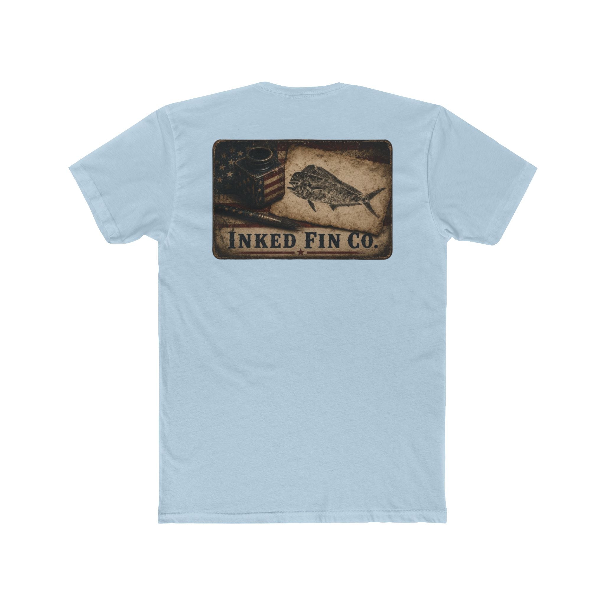 Patriot Ink: Mahi Gyotaku Heritage — Inked Fin Co. Graphic Crew Tee