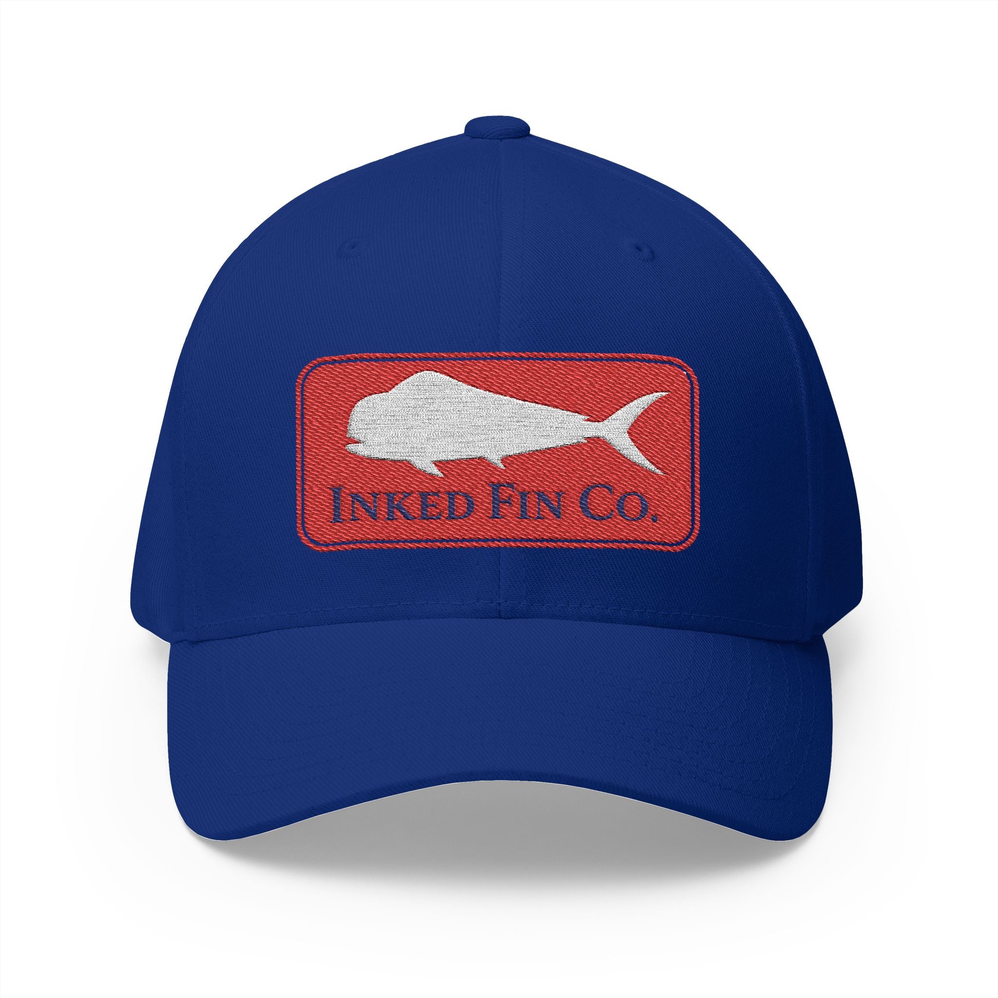 Embroidered Fitted Mahi Fishing Hat – Inked Fin Co. Logo Cap