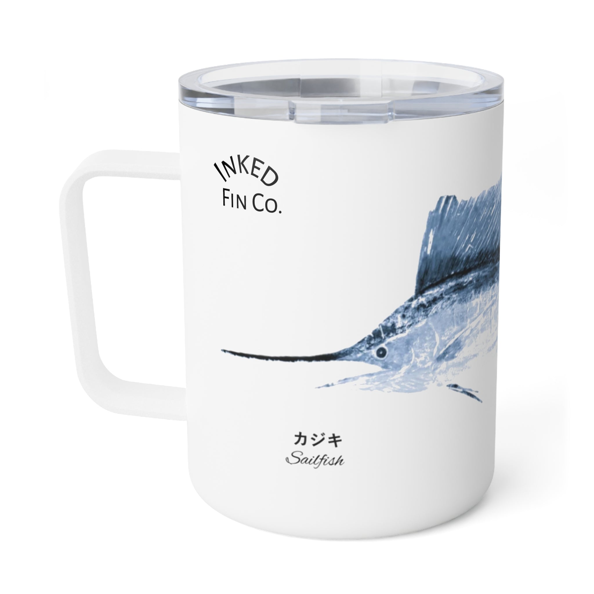 Sailfish Gyotaku-Inspired 10oz Insulated Coffee Mug