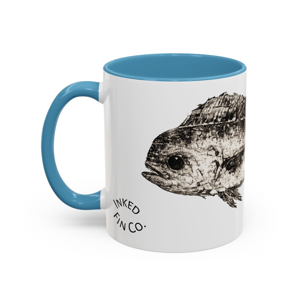 Mahi Gyotaku-Inspired Coffee Mug — Vintage Fishing Art Ceramic Mug