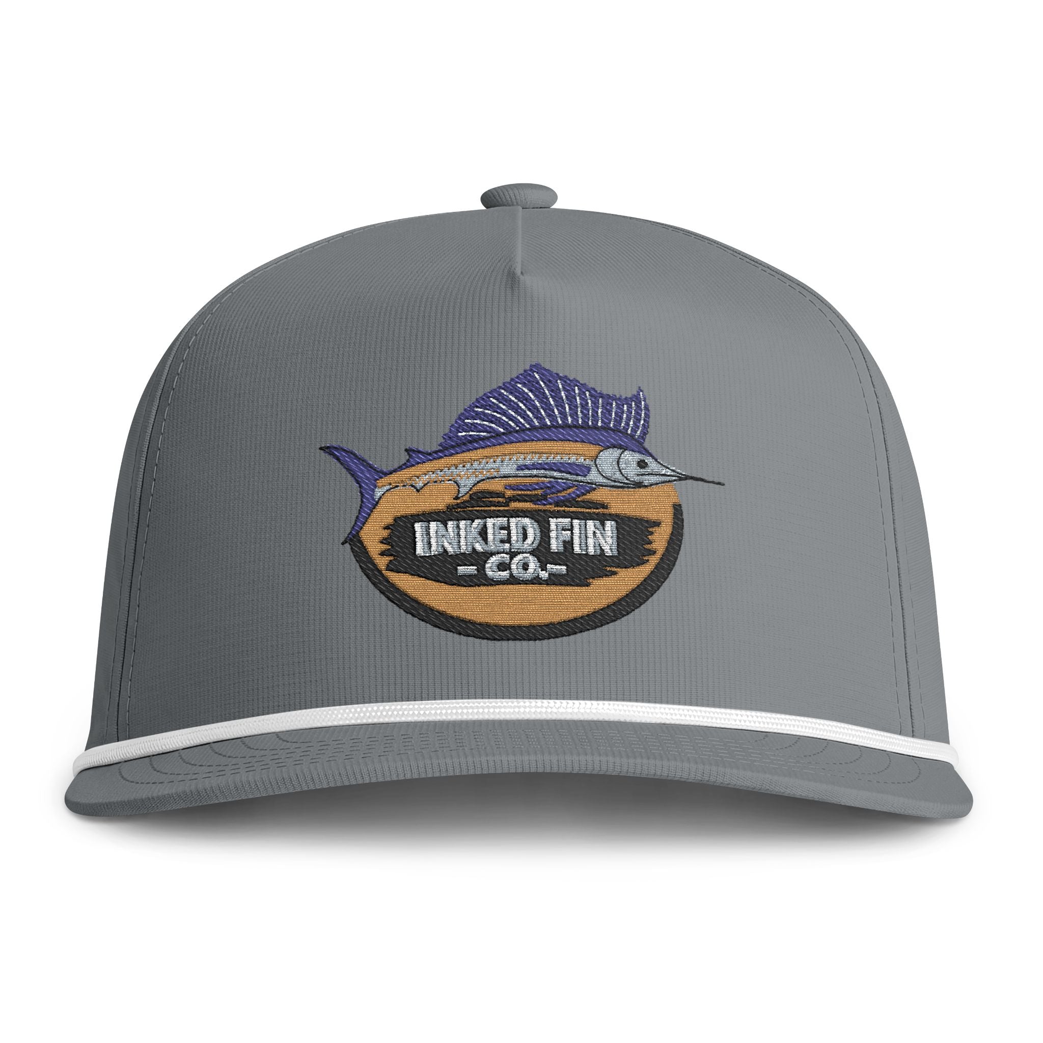 Sunwashed Rope Cap - Inked Fin Co. Marlin Embroidered Fishing Hat