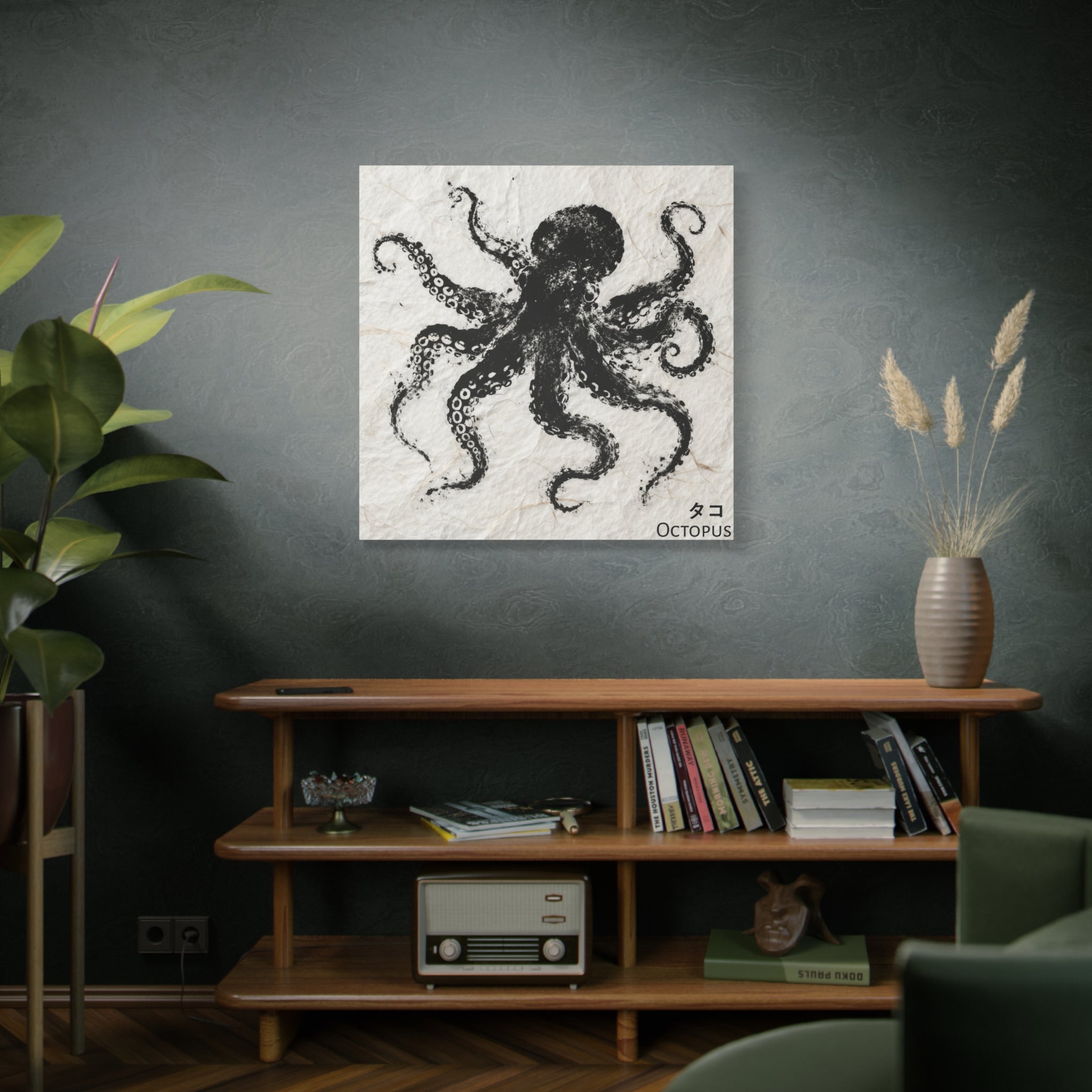 Octopus Gyotaku Canvas Wall Art – Traditional Japanese Fish Print