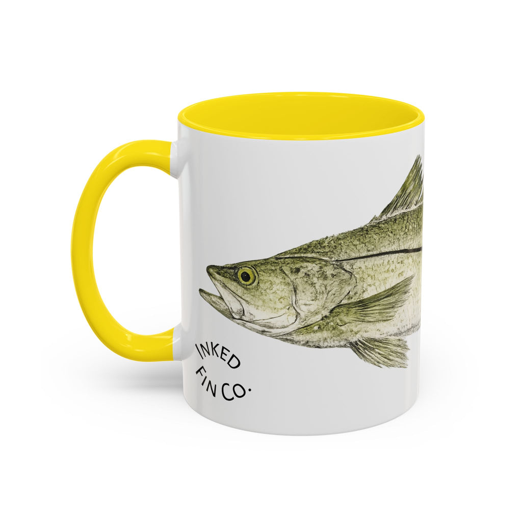 Snook Gyotaku-Inspired Coffee Mug — Vintage Fishing Art Ceramic Mug
