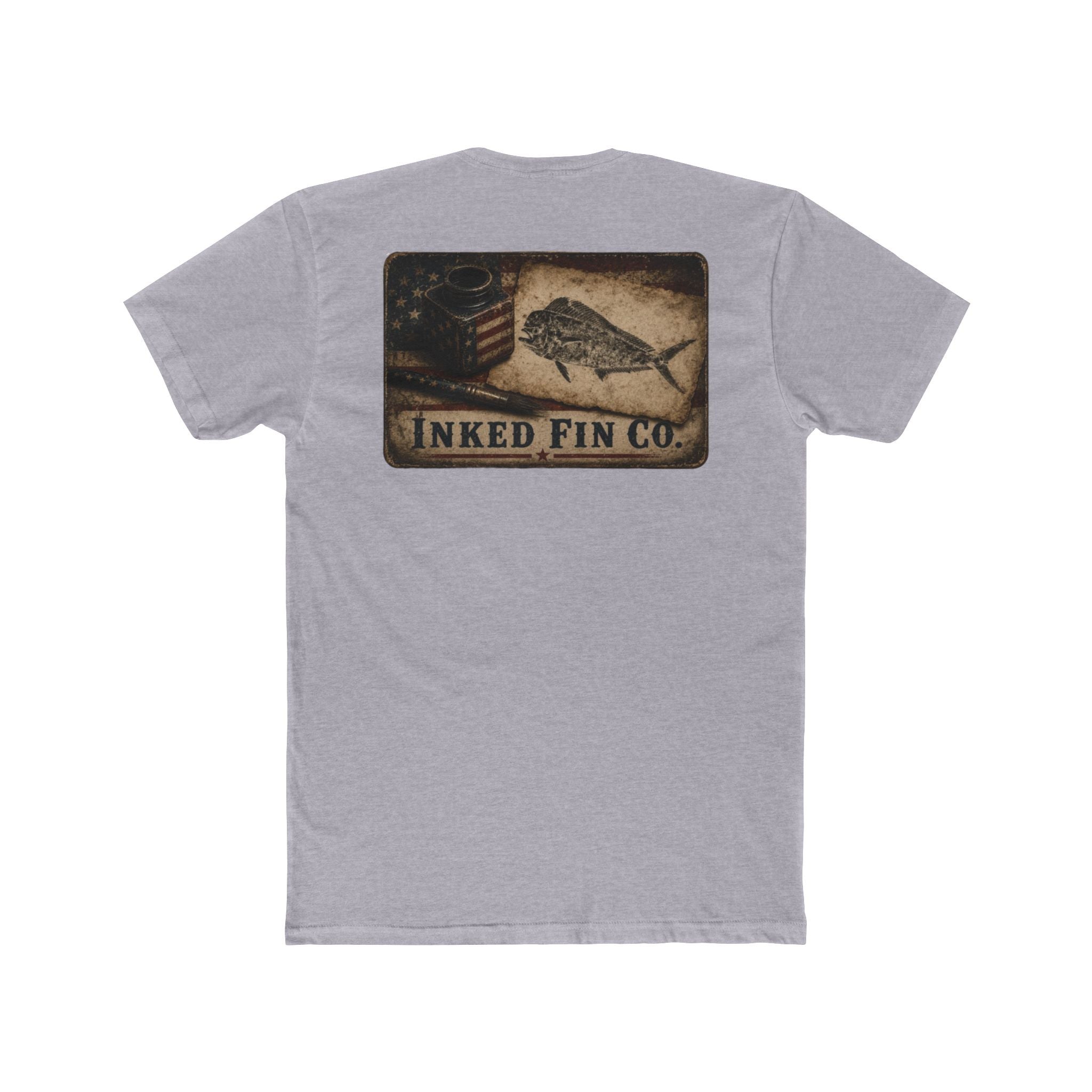 Patriot Ink: Mahi Gyotaku Heritage — Inked Fin Co. Graphic Crew Tee