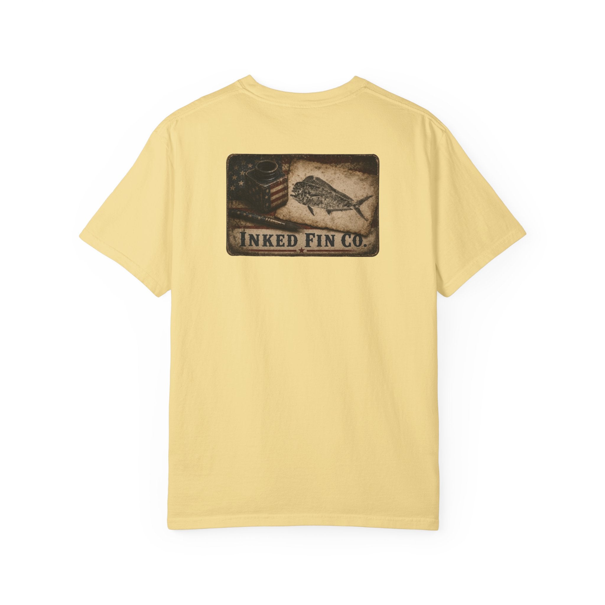 Patriot Ink: Mahi Gyotaku Heritage — Inked Fin Co. Graphic Crew Tee