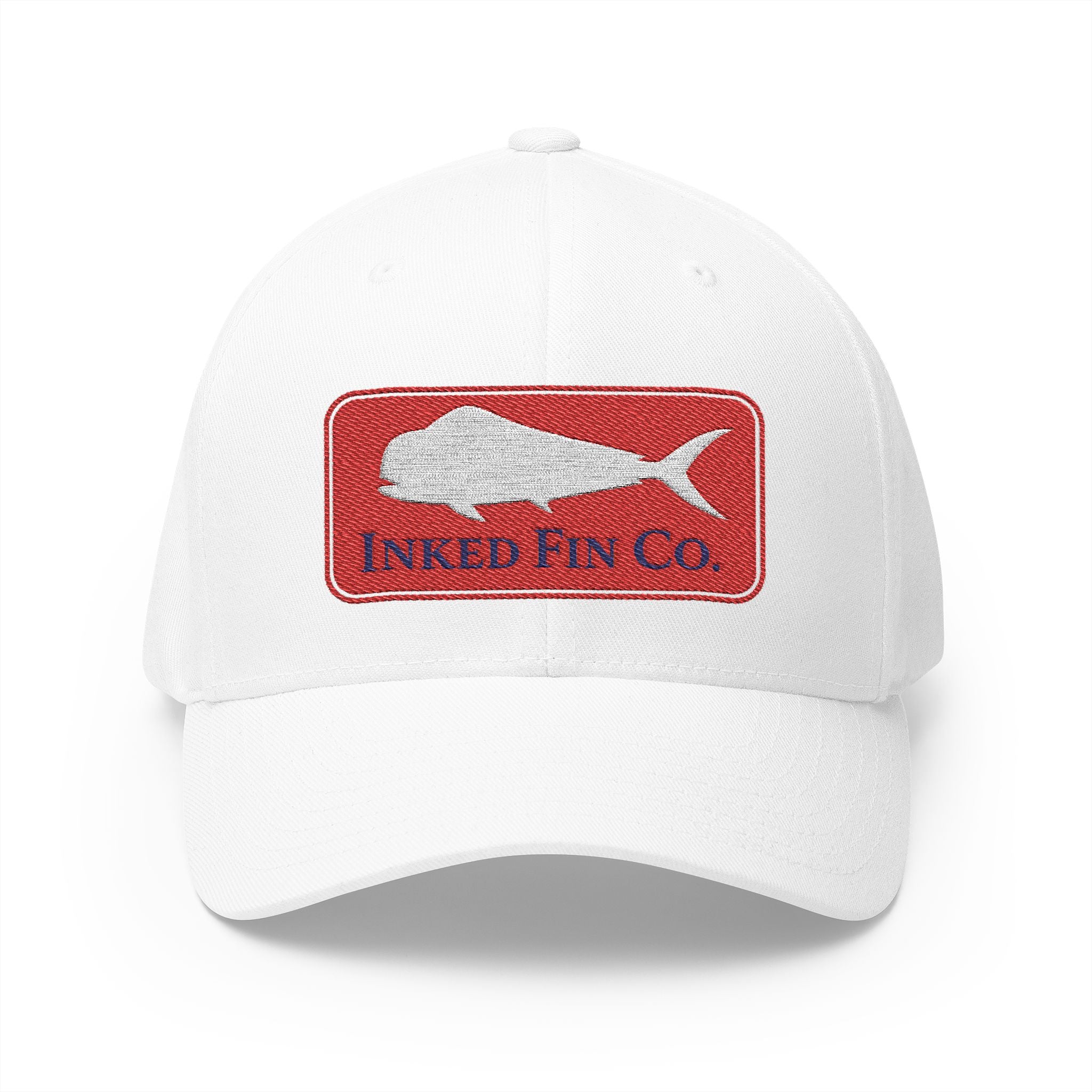 Embroidered Fitted Mahi Fishing Hat – Inked Fin Co. Logo Cap