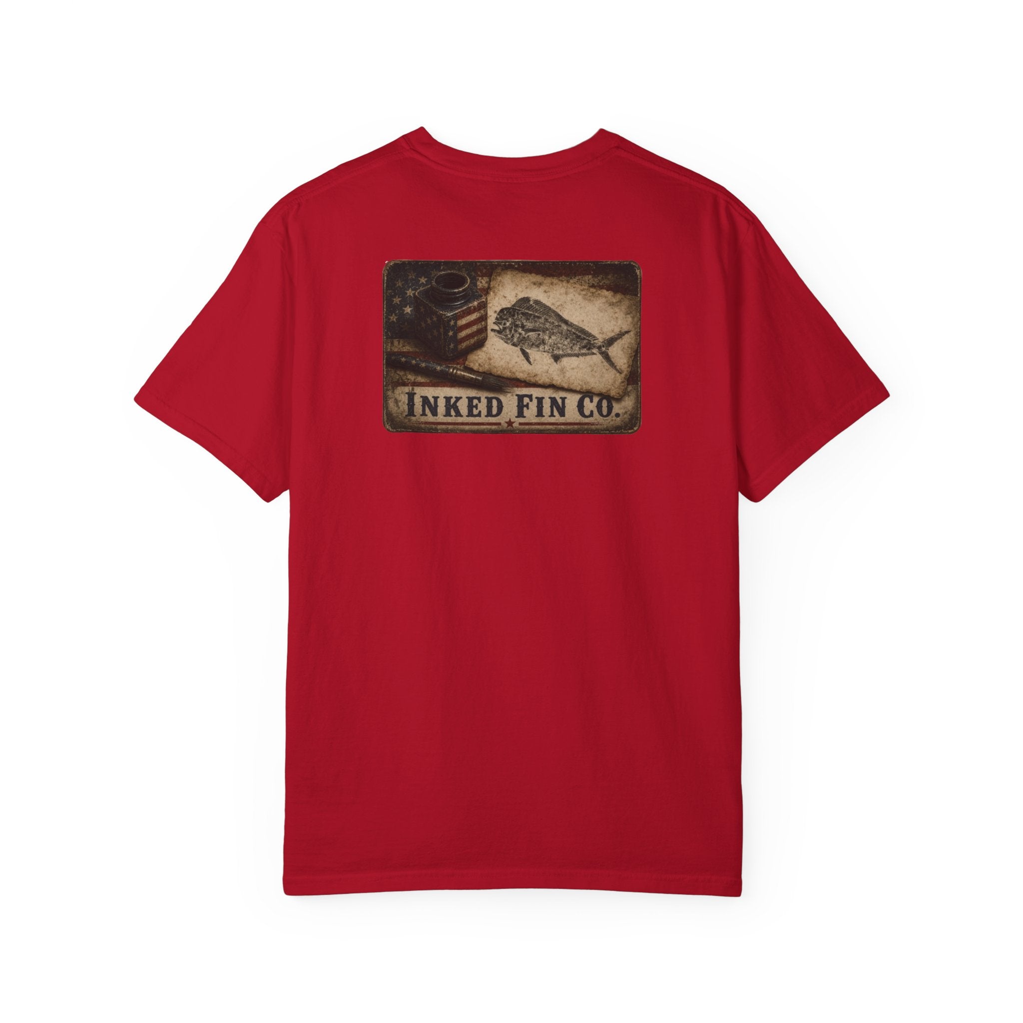 Patriot Ink: Mahi Gyotaku Heritage — Inked Fin Co. Graphic Crew Tee