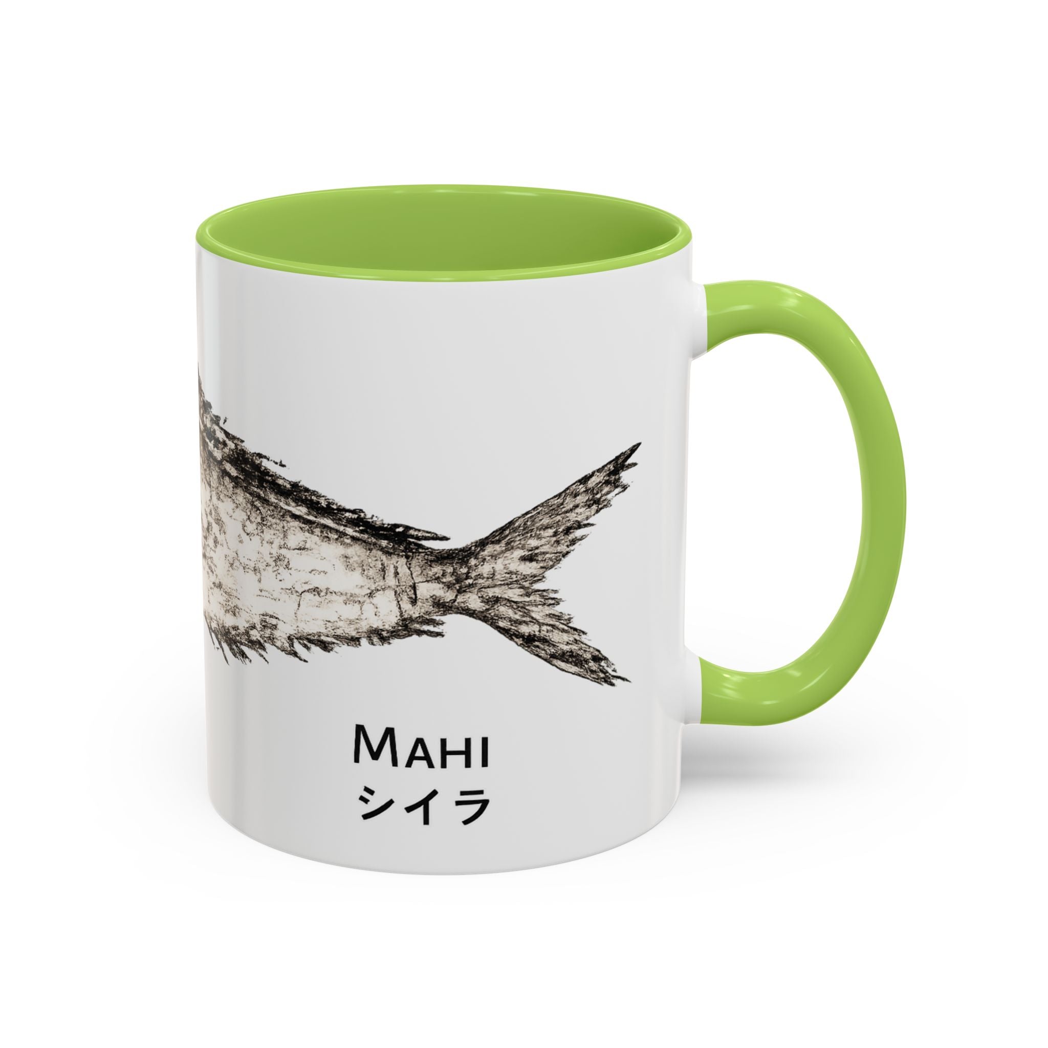Mahi Gyotaku-Inspired Coffee Mug — Vintage Fishing Art Ceramic Mug