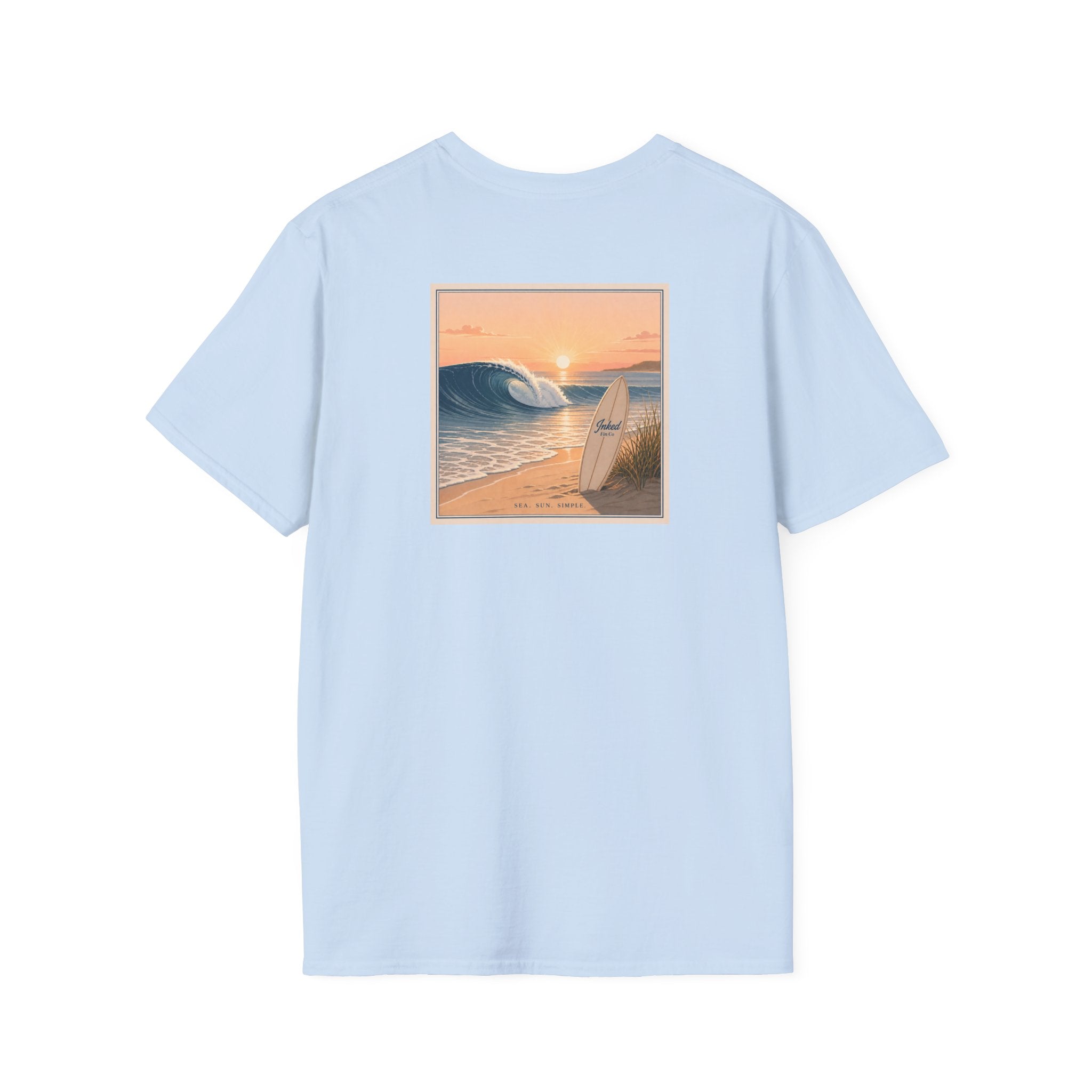 Sunset Surfboard Graphic T-Shirt — Coastal Beach Vibes Tee