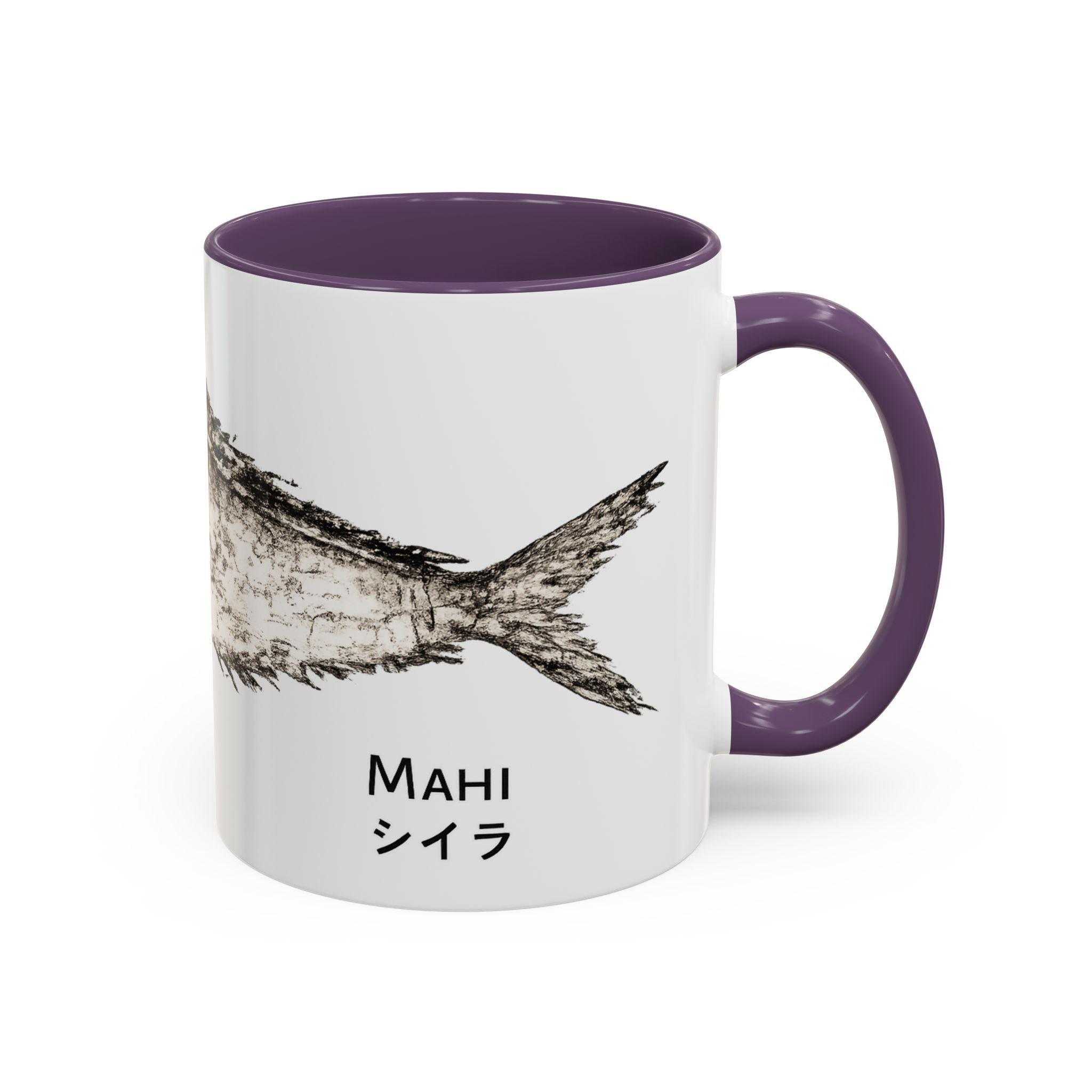 Mahi Gyotaku-Inspired Coffee Mug — Vintage Fishing Art Ceramic Mug