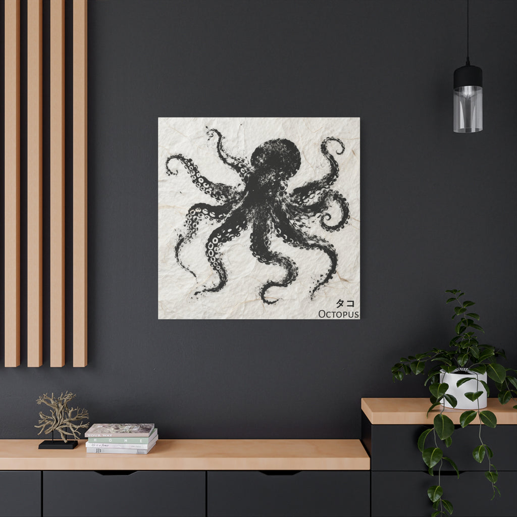 Octopus Gyotaku-Inspired Canvas Wall Art