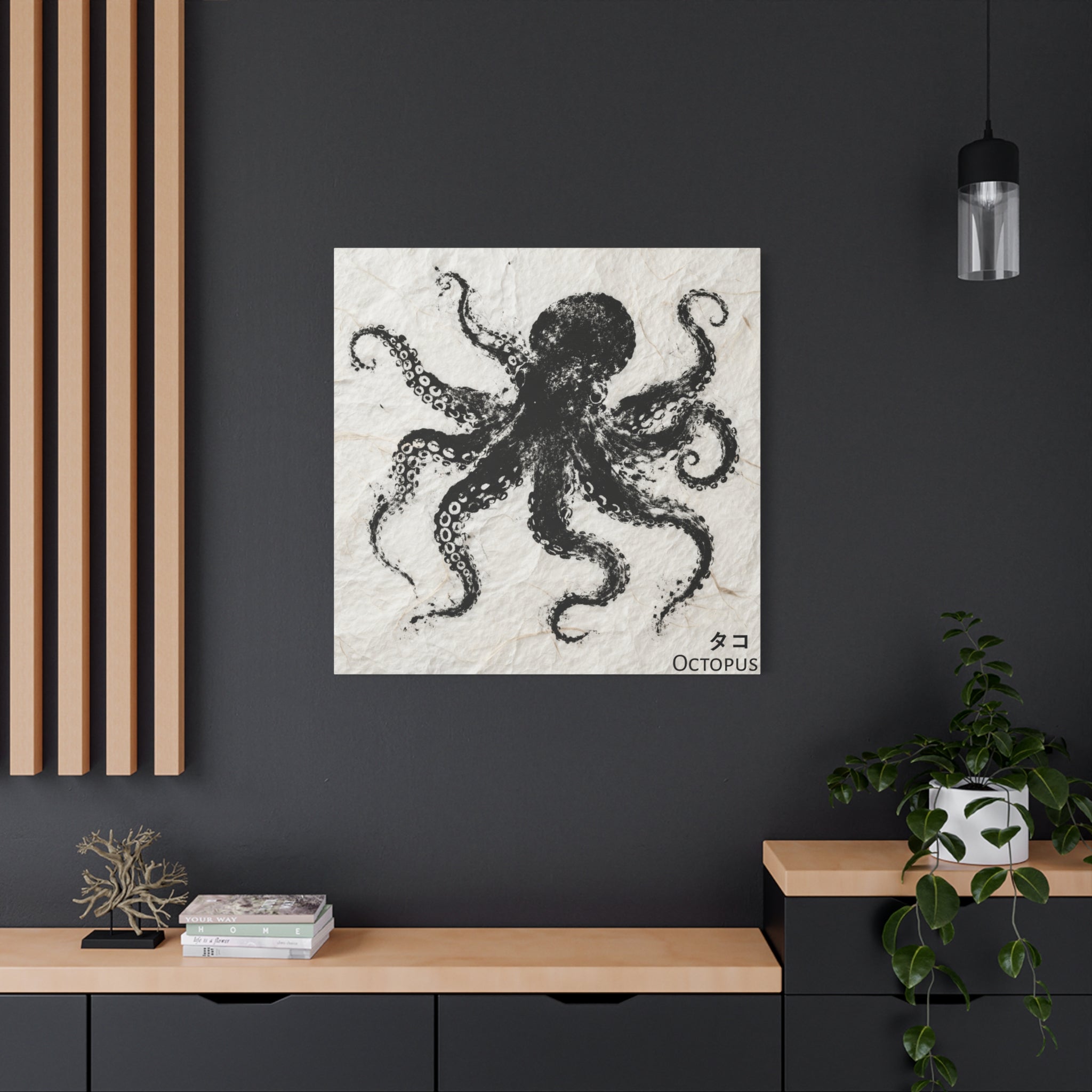 Octopus Gyotaku Canvas Wall Art – Traditional Japanese Fish Print
