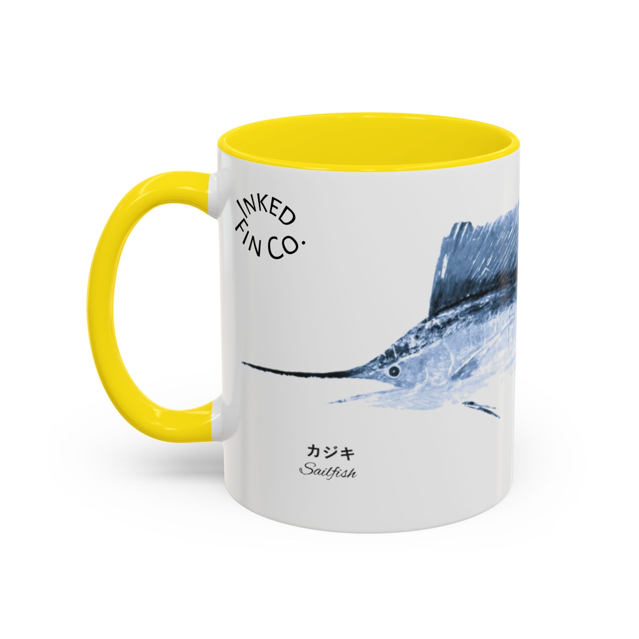 Sailfish Gyotaku-Inspired Coffee Mug — Vintage Fishing Art Ceramic Mug