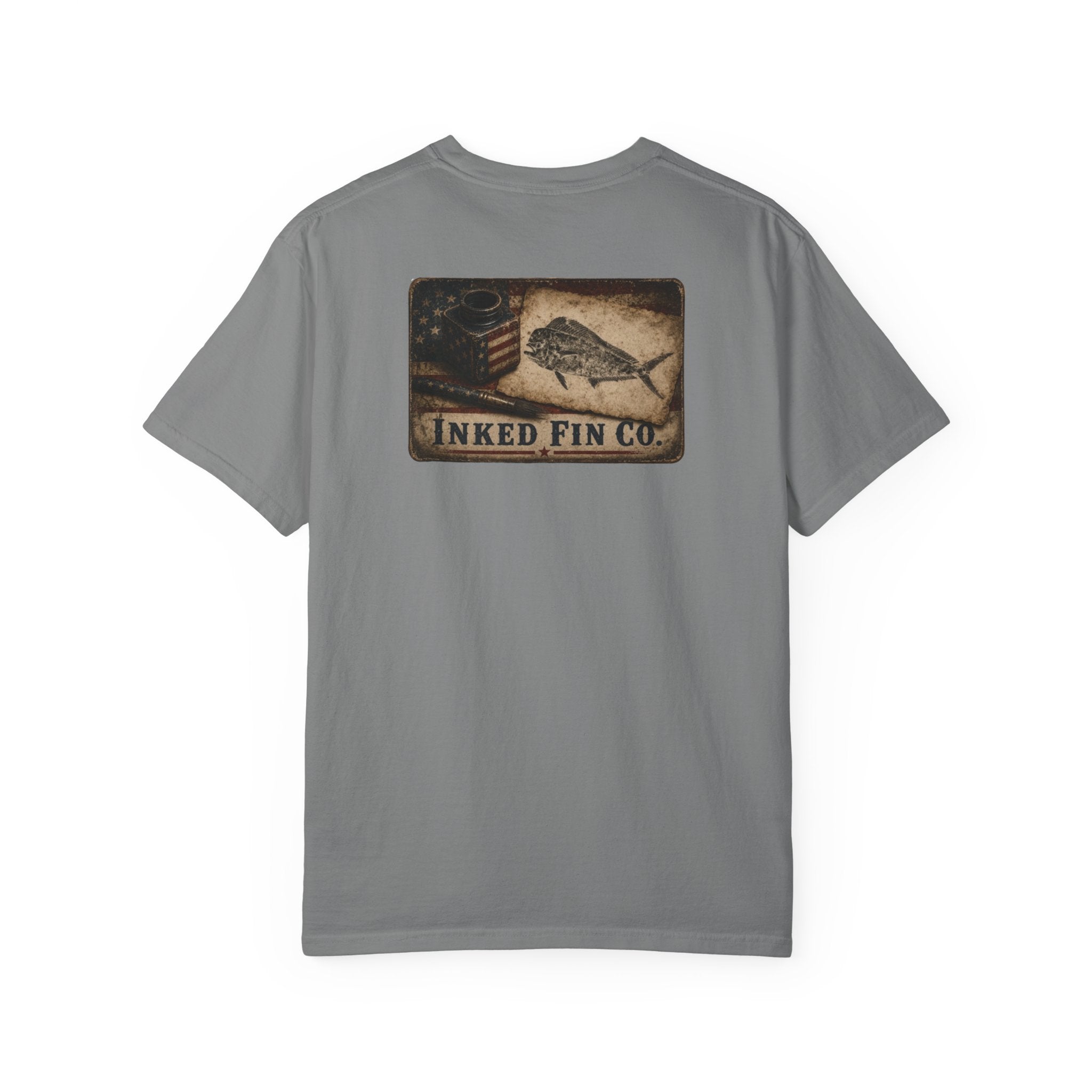 Patriot Ink: Mahi Gyotaku Heritage — Inked Fin Co. Graphic Crew Tee