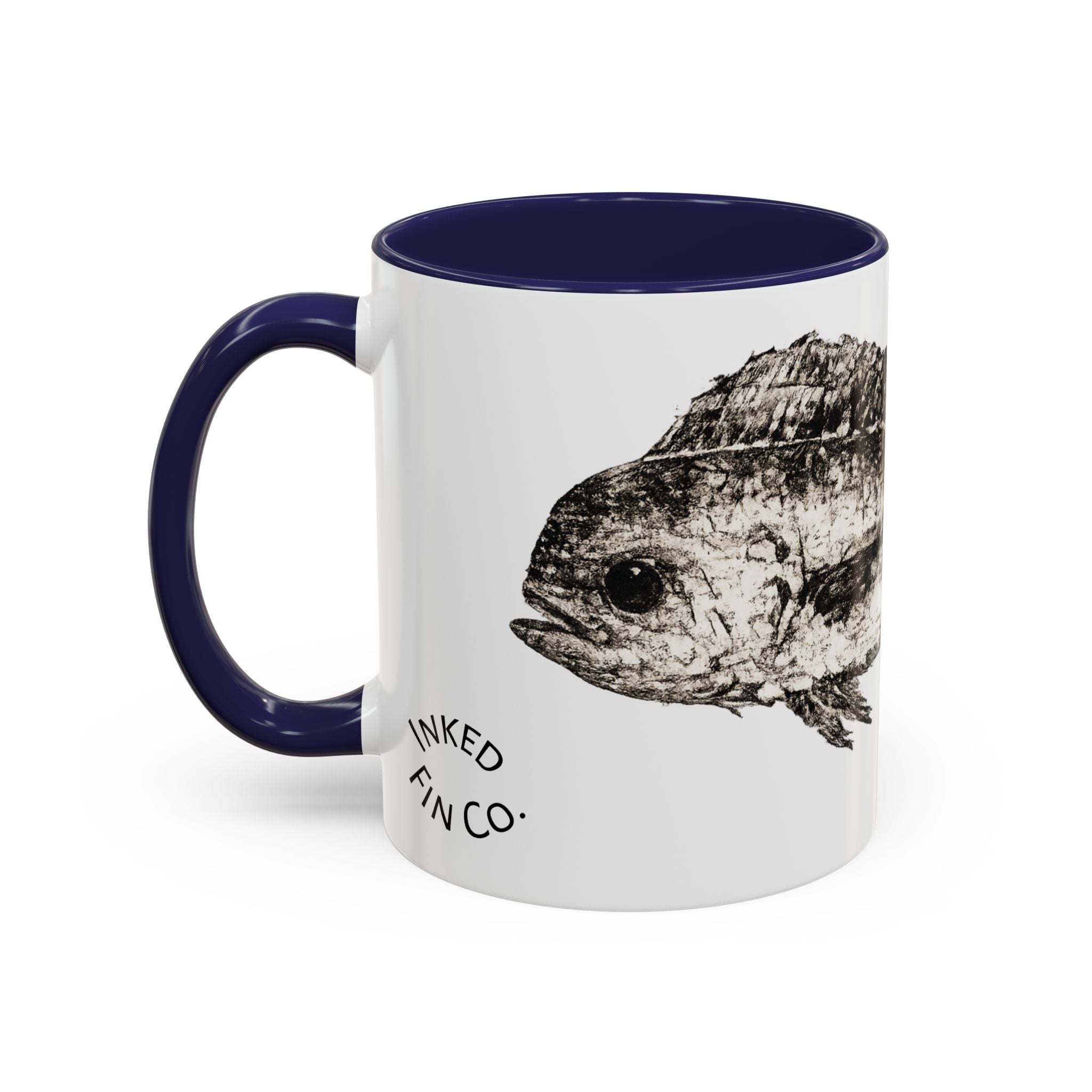 Mahi Gyotaku-Inspired Coffee Mug — Vintage Fishing Art Ceramic Mug