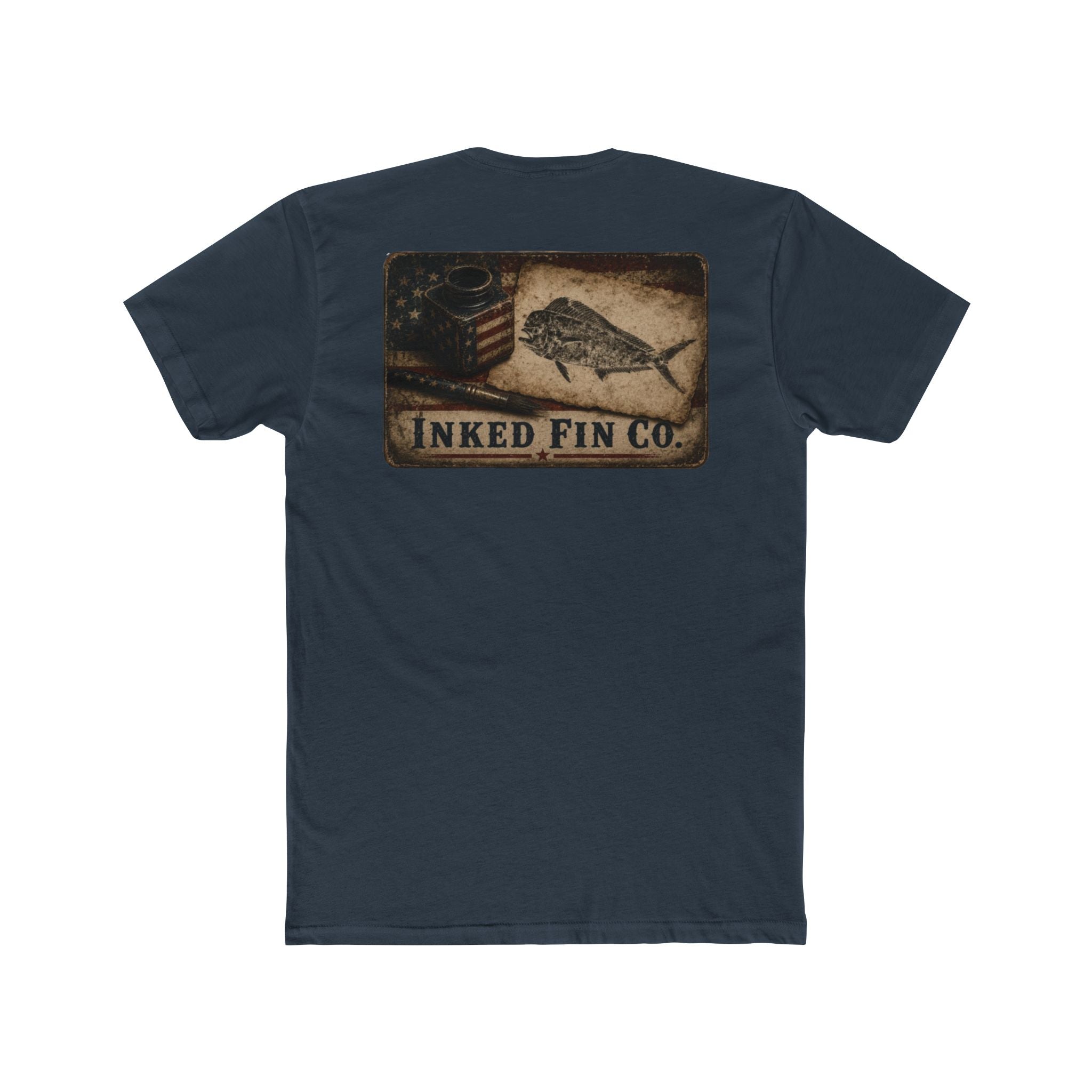 Patriot Ink: Mahi Gyotaku Heritage — Inked Fin Co. Graphic Crew Tee