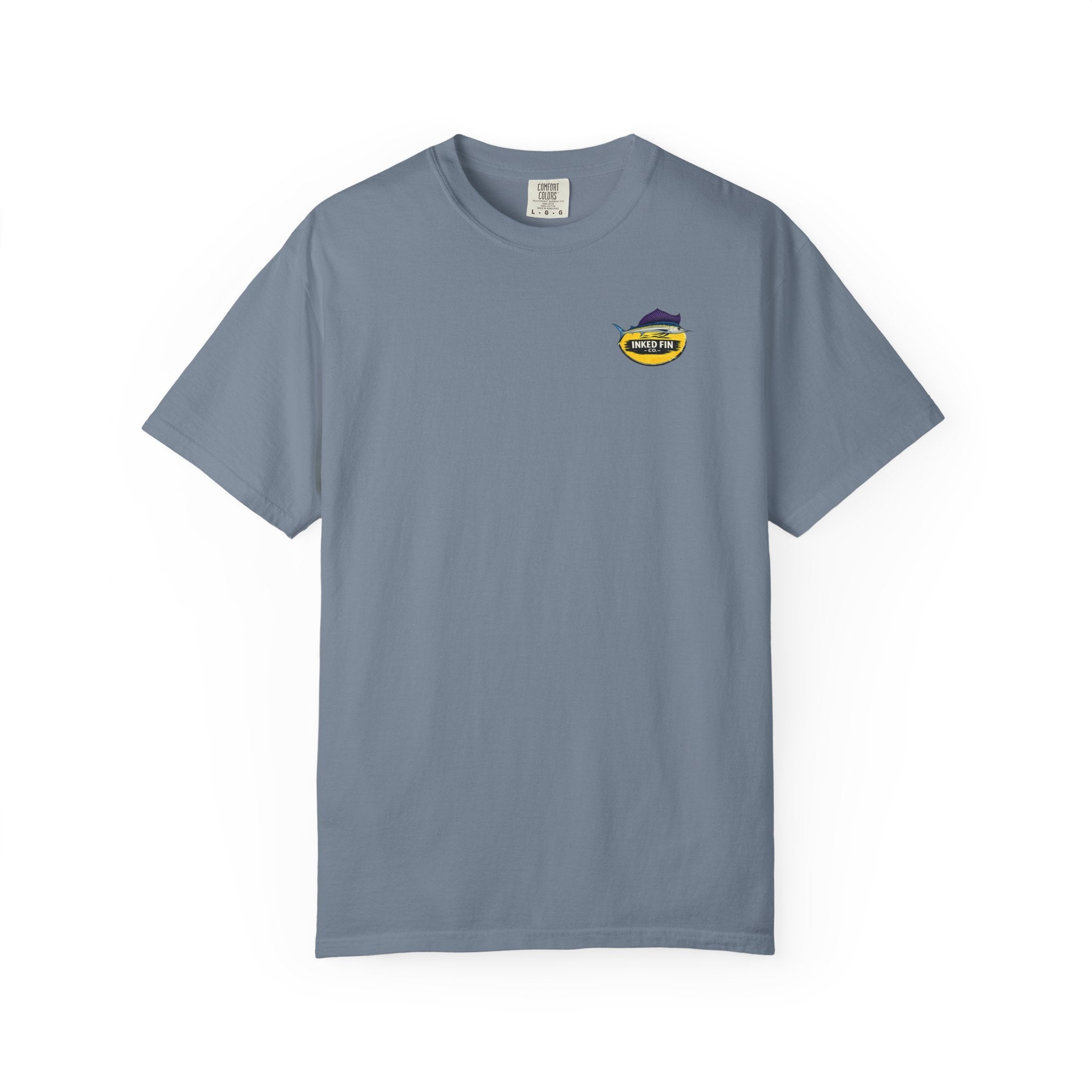 Faded Marlin Heritage Badge — Inked Fin Co. Graphic Crew Tee