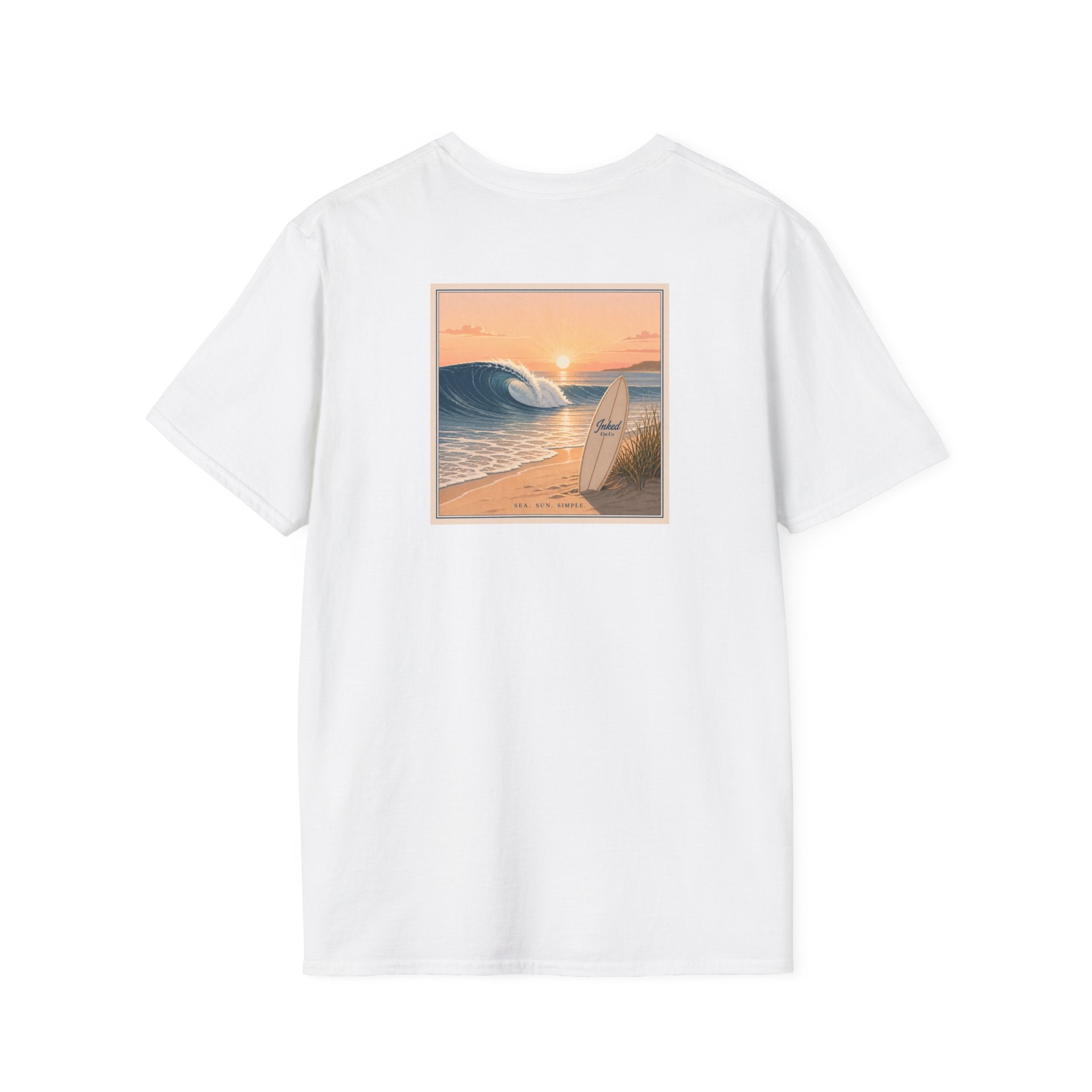 Sunset Surfboard Graphic T-Shirt — Coastal Beach Vibes Tee
