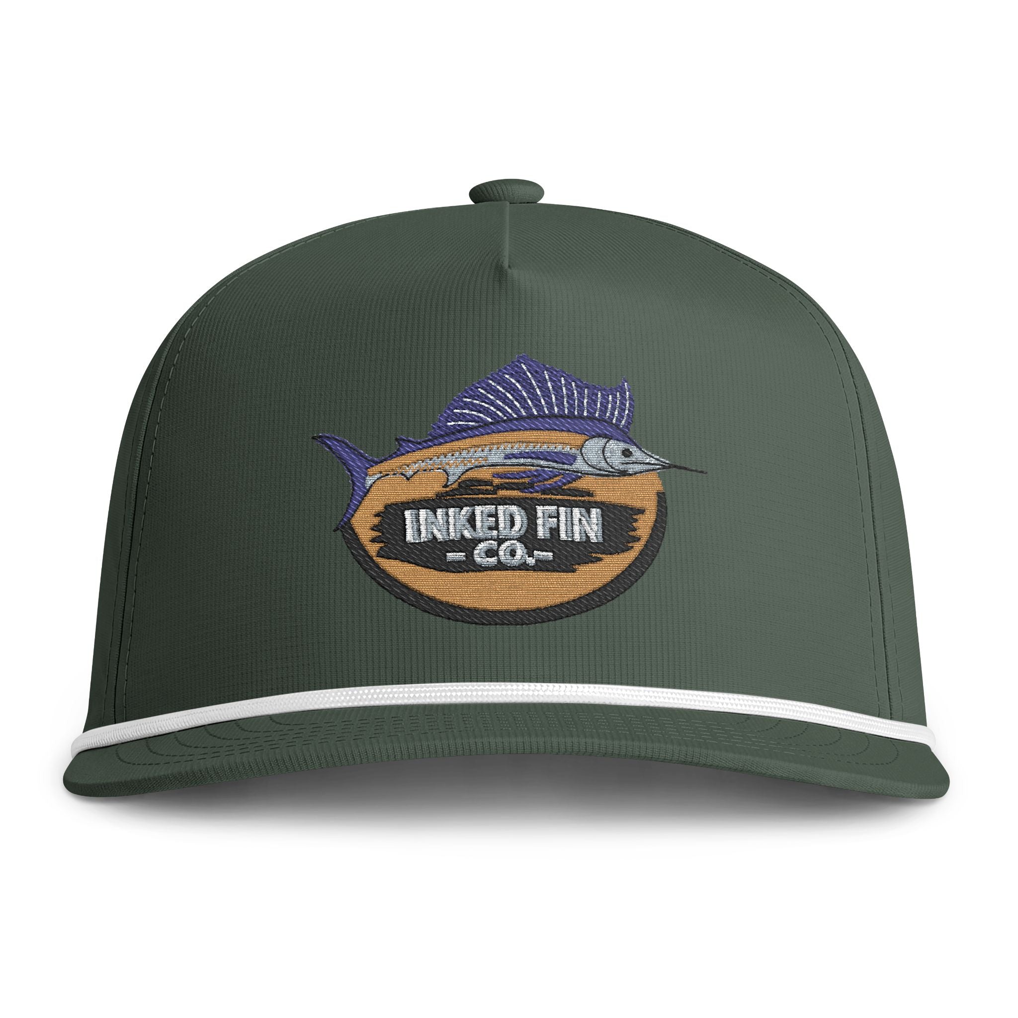 Sunwashed Rope Cap - Inked Fin Co. Marlin Embroidered Fishing Hat