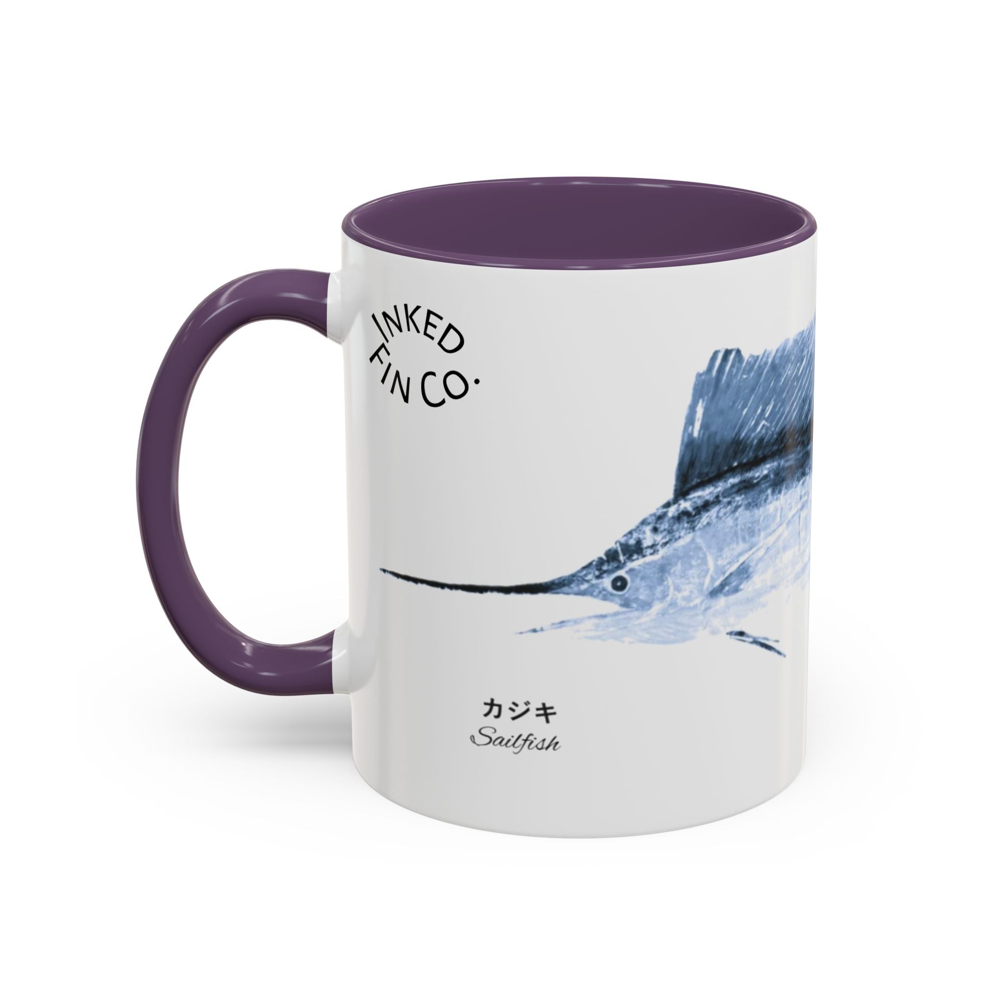 Sailfish Gyotaku-Inspired Coffee Mug — Vintage Fishing Art Ceramic Mug