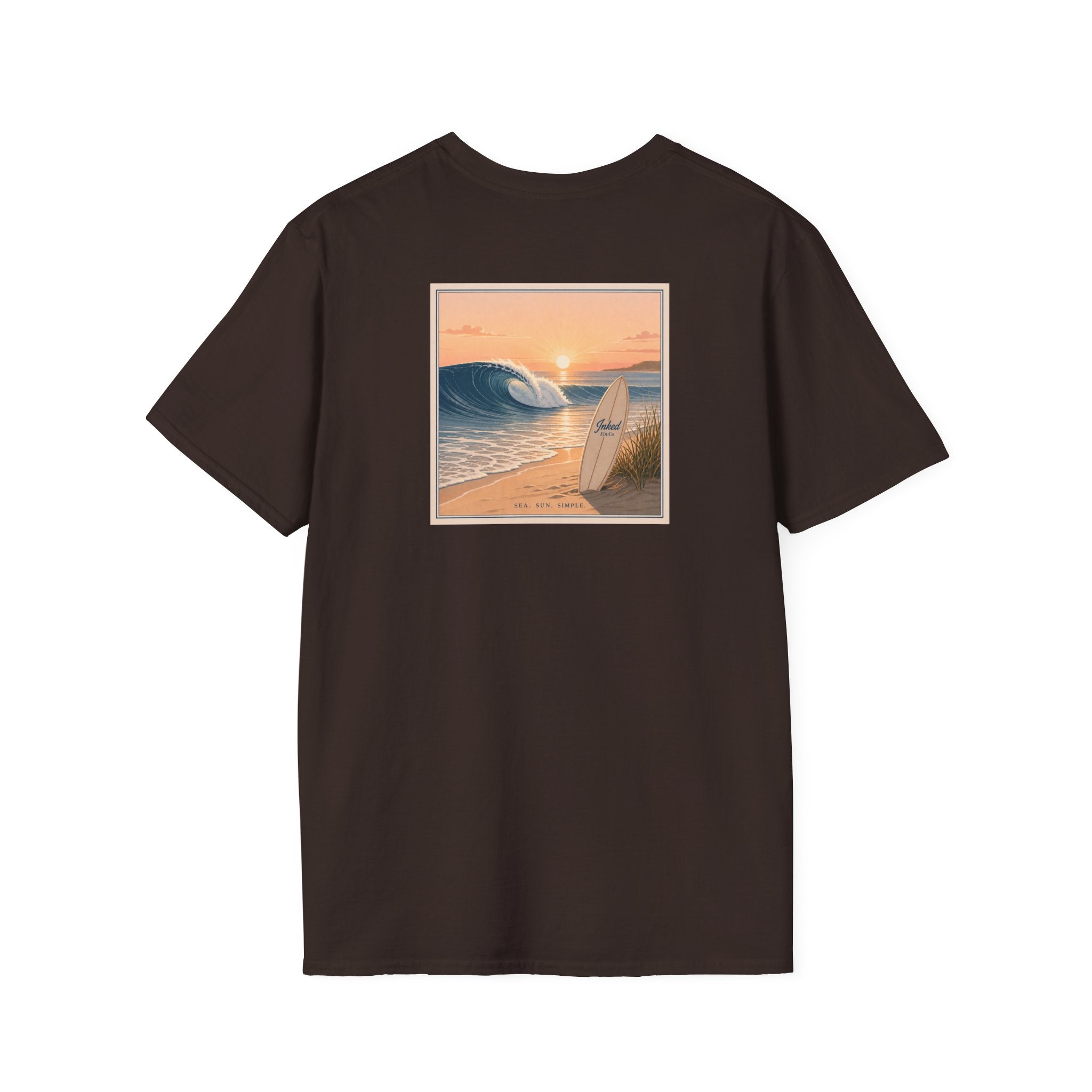 Sunset Surfboard Graphic T-Shirt — Coastal Beach Vibes Tee